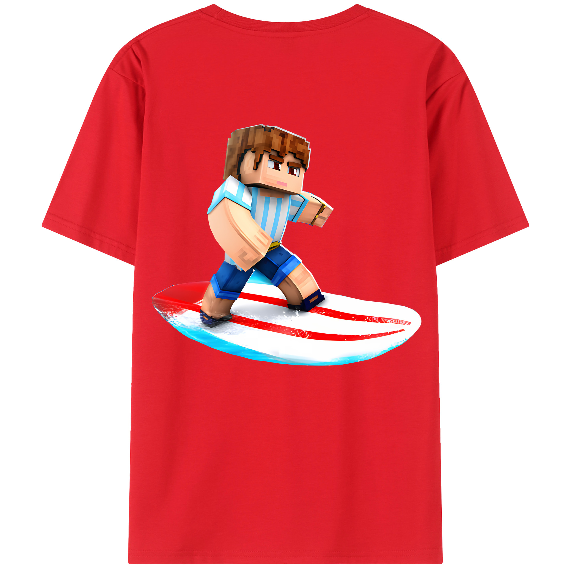 （画像用） マインクラフト ブロックの世界 Minecraft MC Block world 綿100％半袖Tシャツ（背面プリント）
