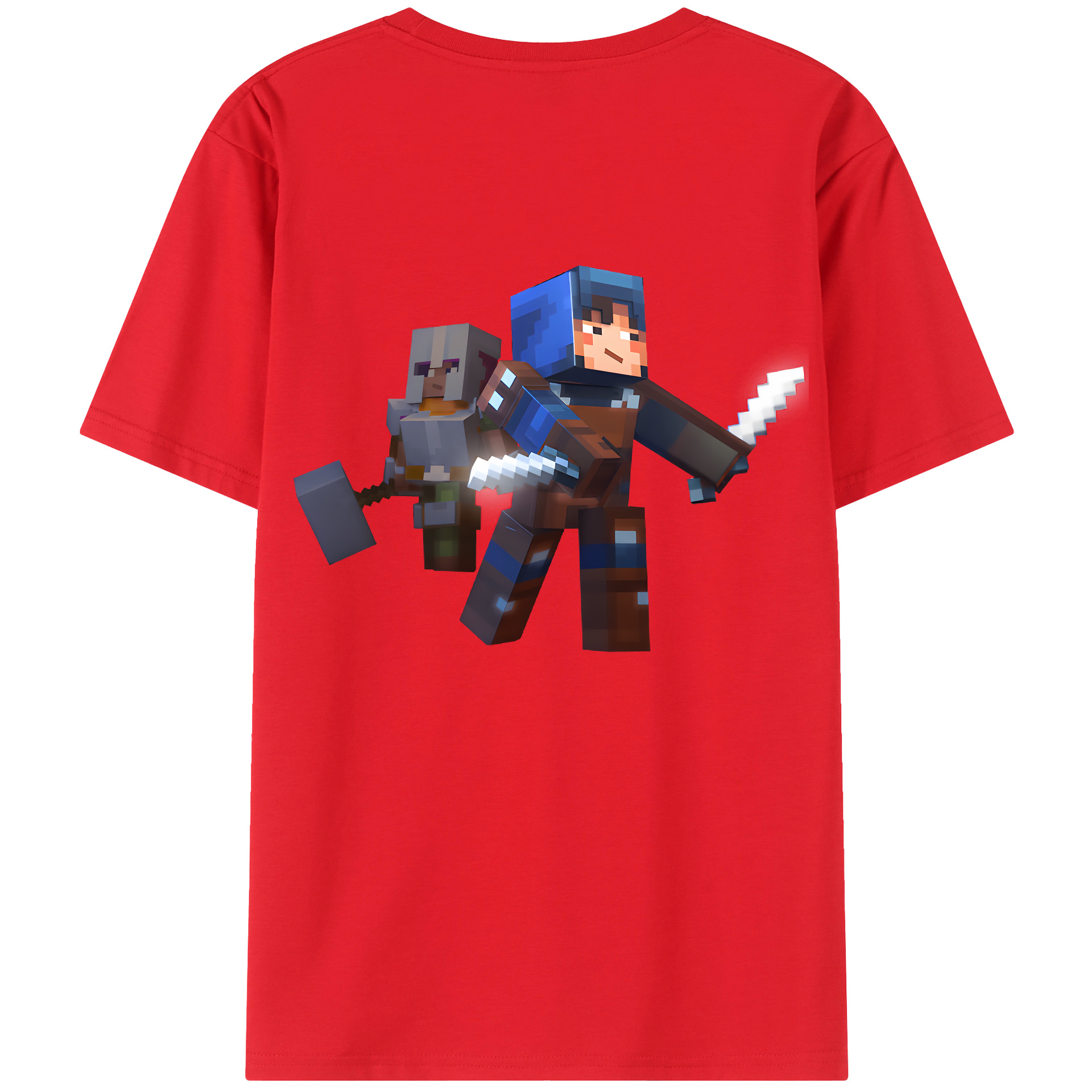 （画像用） マインクラフト ブロックの世界 Minecraft MC Block world 綿100％半袖Tシャツ（背面プリント）