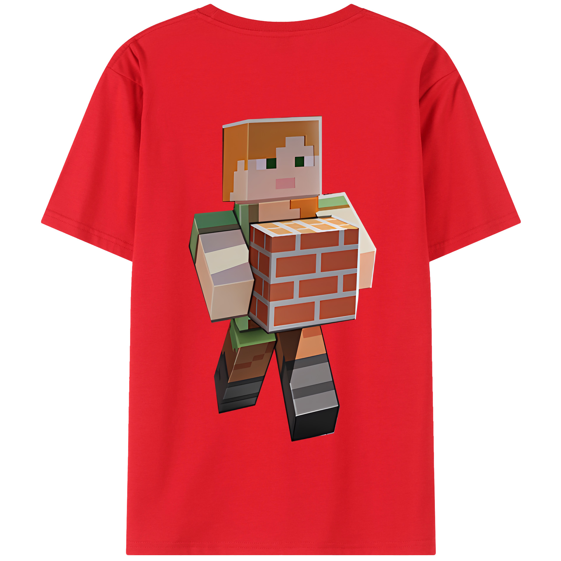 （画像用） マインクラフト ブロックの世界 Minecraft MC Block world 綿100％半袖Tシャツ（背面プリント）