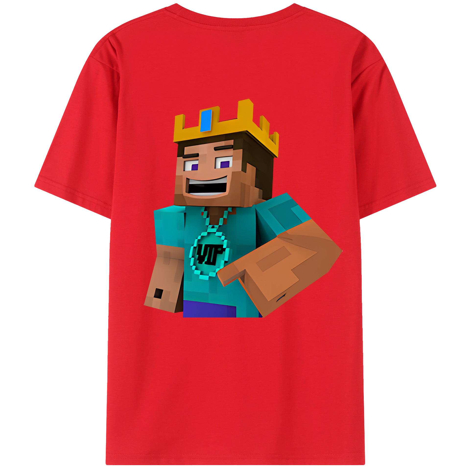 （画像用） マインクラフト ブロックの世界 Minecraft MC Block world 綿100％半袖Tシャツ（背面プリント）