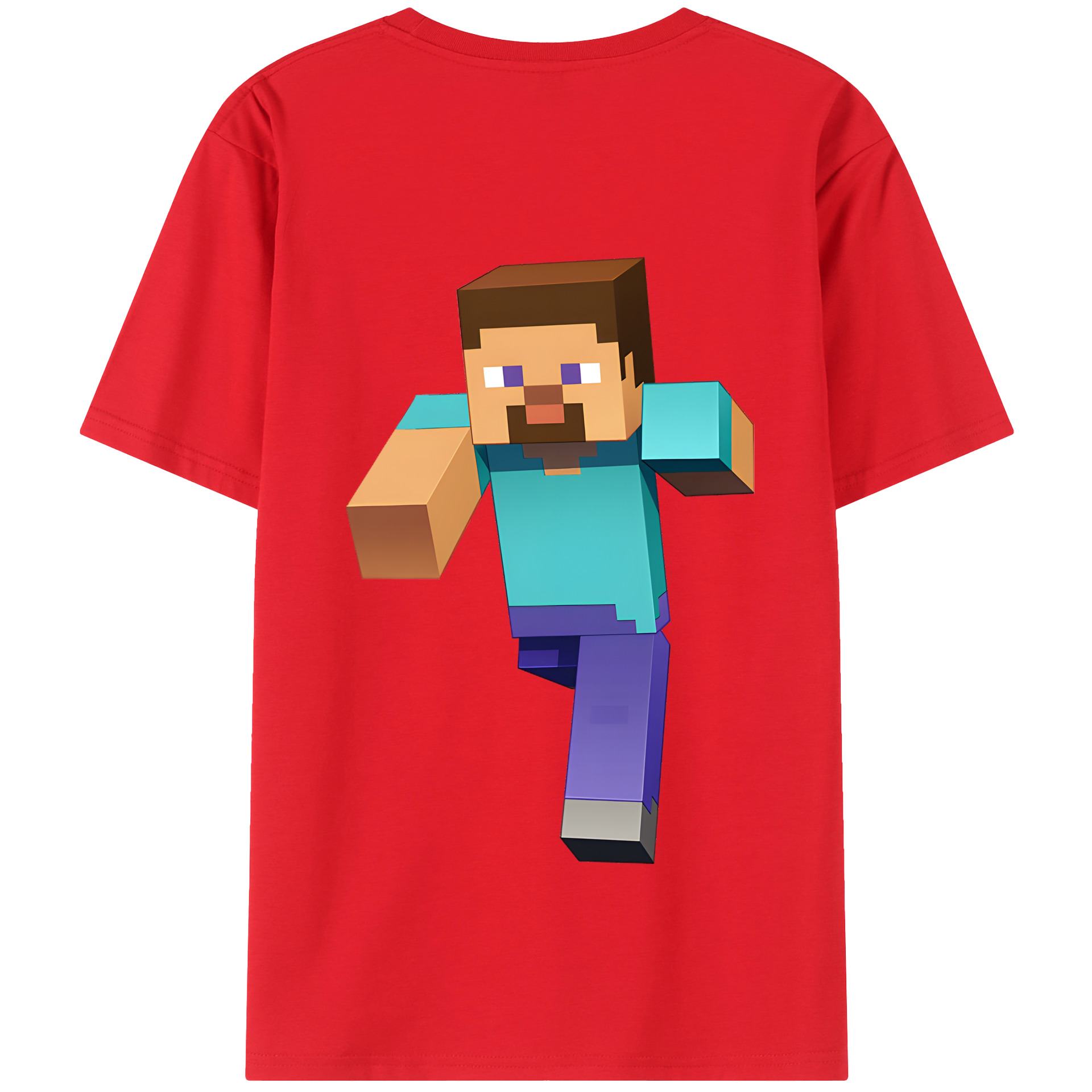 （画像用） マインクラフト ブロックの世界 Minecraft MC Block world 綿100％半袖Tシャツ（背面プリント）