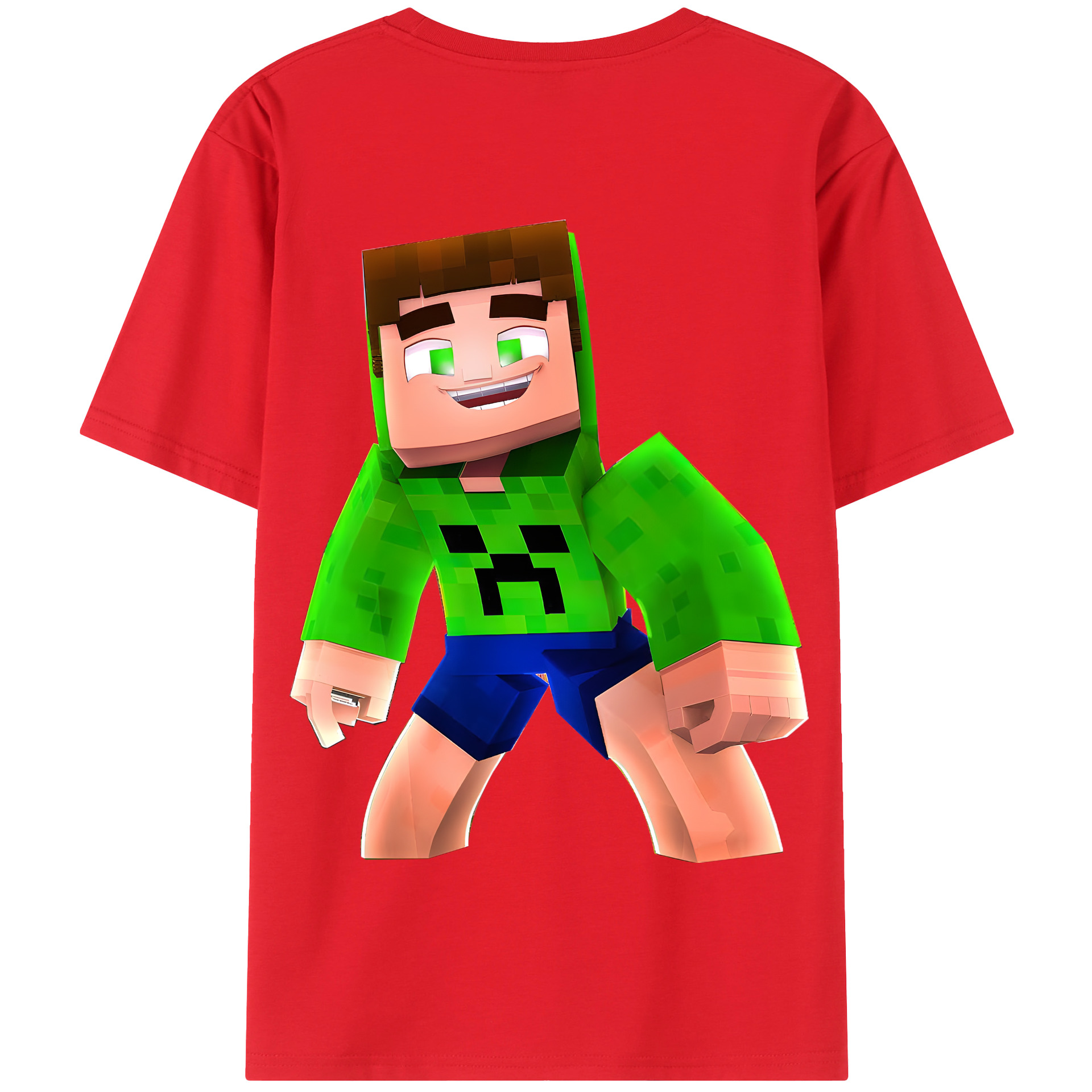 （画像用） マインクラフト ブロックの世界 Minecraft MC Block world 綿100％半袖Tシャツ（背面プリント）