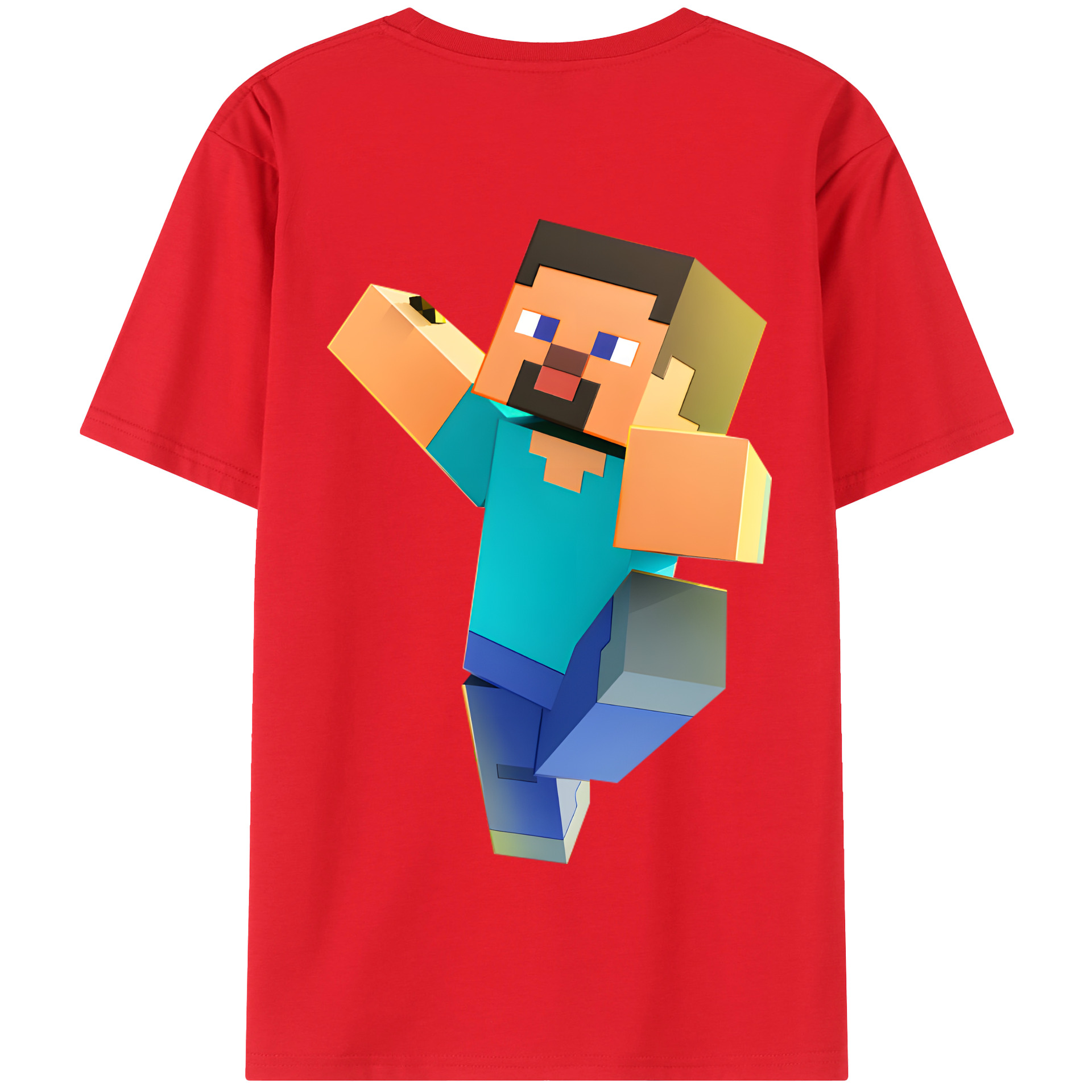（画像用） マインクラフト ブロックの世界 Minecraft MC Block world 綿100％半袖Tシャツ（背面プリント）