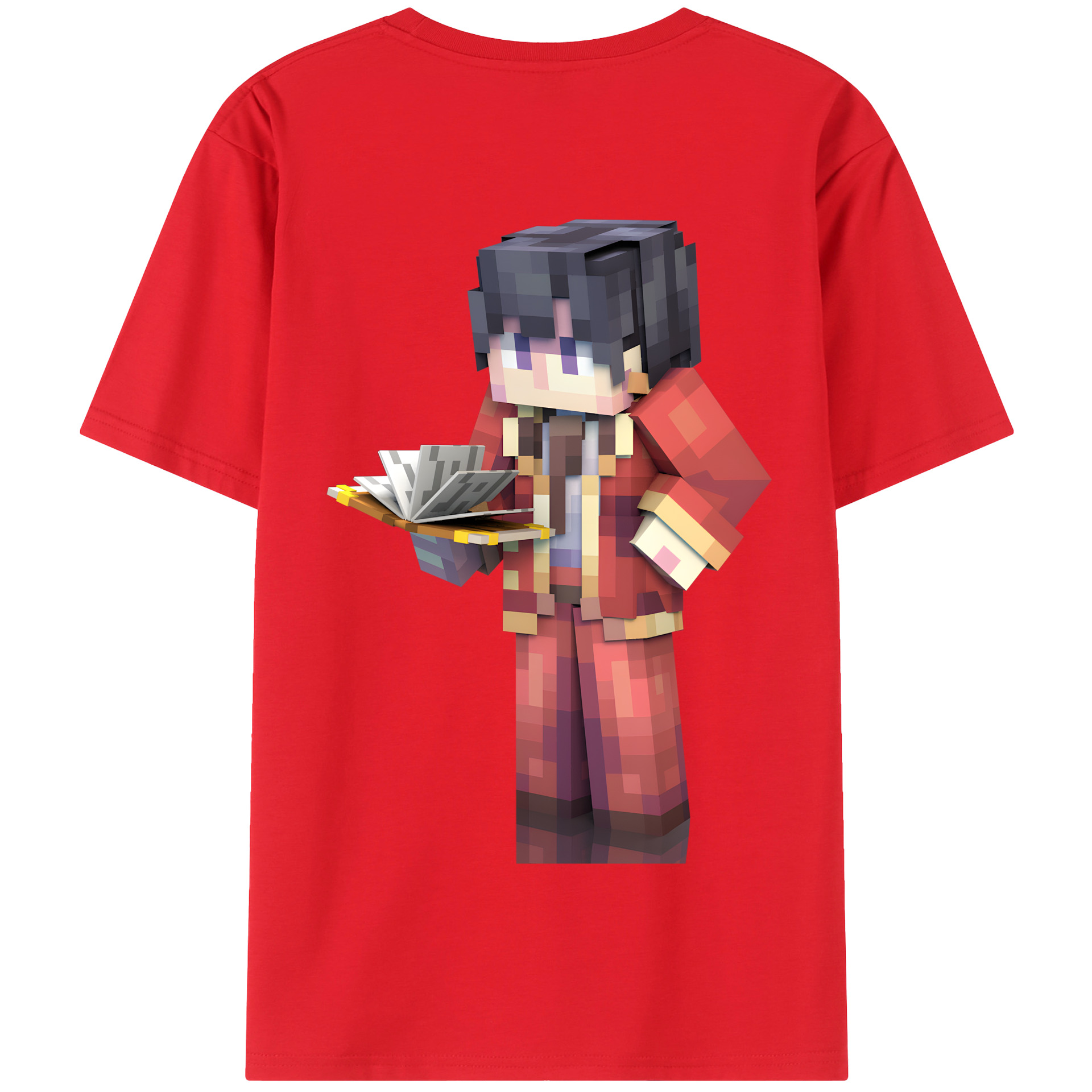 （画像用） マインクラフト ブロックの世界 Minecraft MC Block world 綿100％半袖Tシャツ（背面プリント）