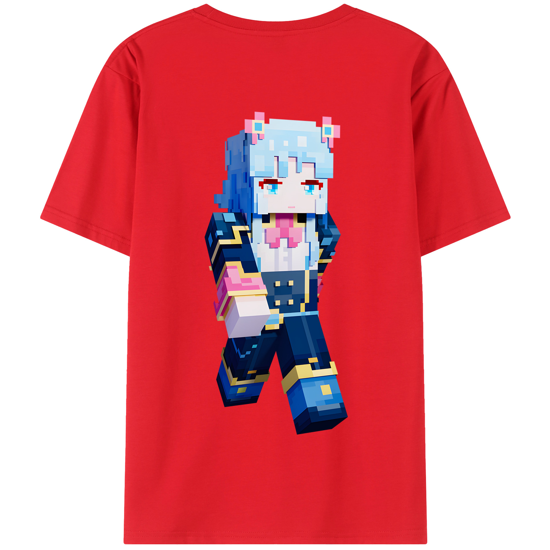 （画像用） マインクラフト ブロックの世界 Minecraft MC Block world 綿100％半袖Tシャツ（背面プリント）