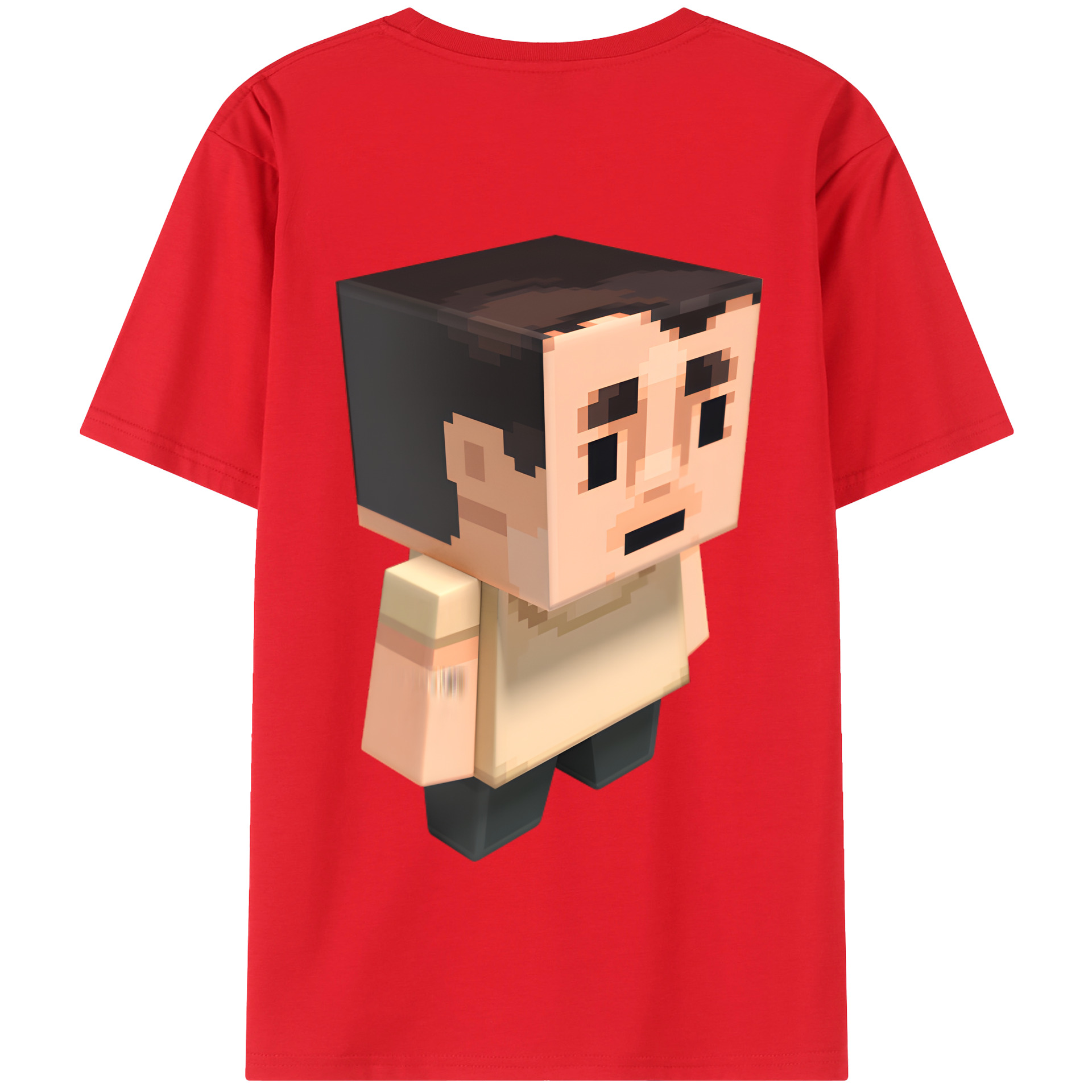 （画像用） マインクラフト ブロックの世界 Minecraft MC Block world 綿100％半袖Tシャツ（背面プリント）