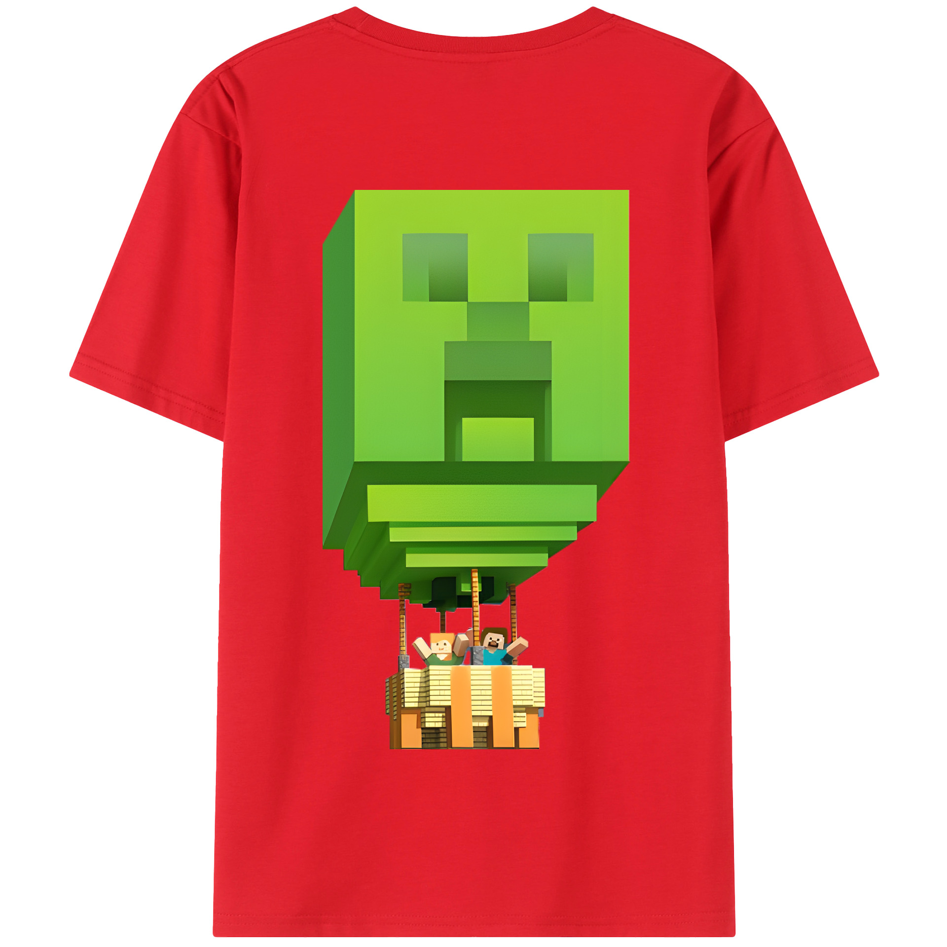 （画像用） マインクラフト ブロックの世界 Minecraft MC Block world 綿100％半袖Tシャツ（背面プリント）