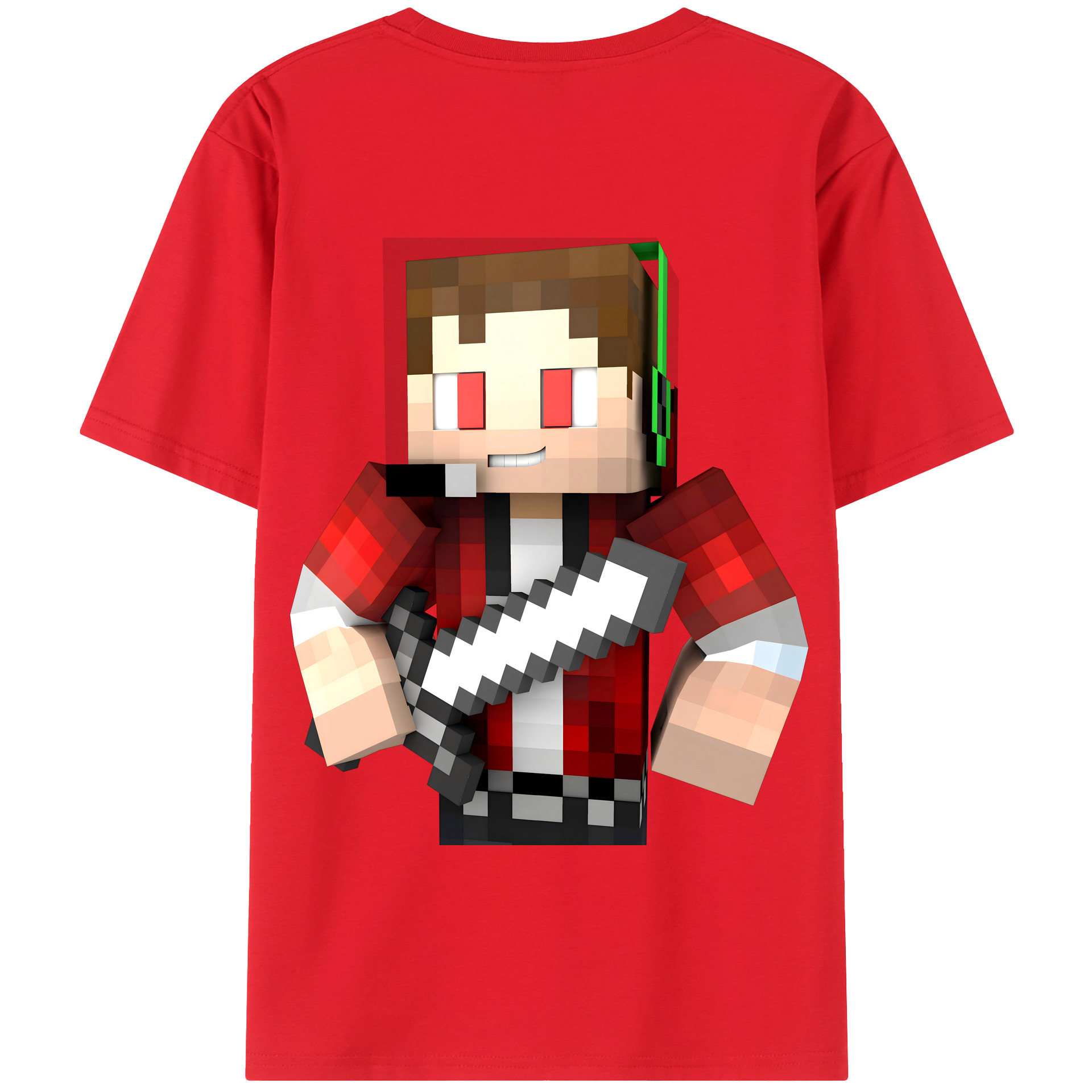 （画像用） マインクラフト ブロックの世界 Minecraft MC Block world 綿100％半袖Tシャツ（背面プリント）