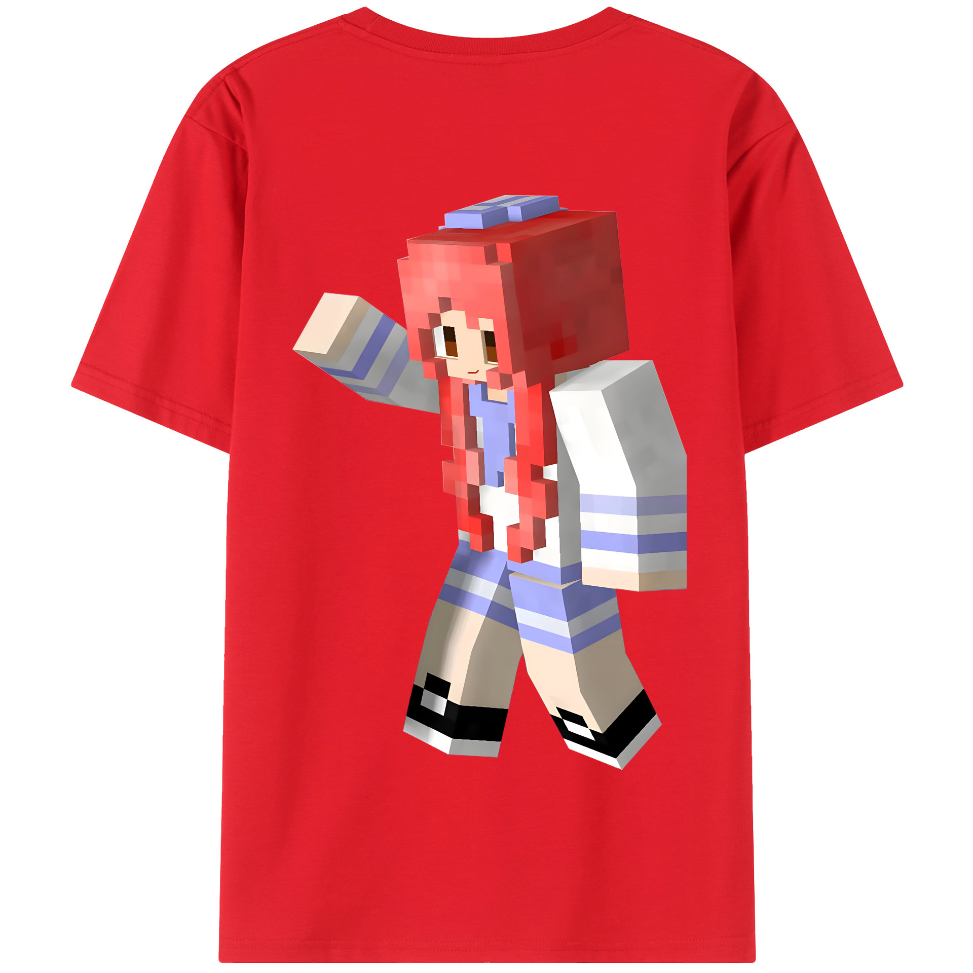 （画像用） マインクラフト ブロックの世界 Minecraft MC Block world 綿100％半袖Tシャツ（背面プリント）