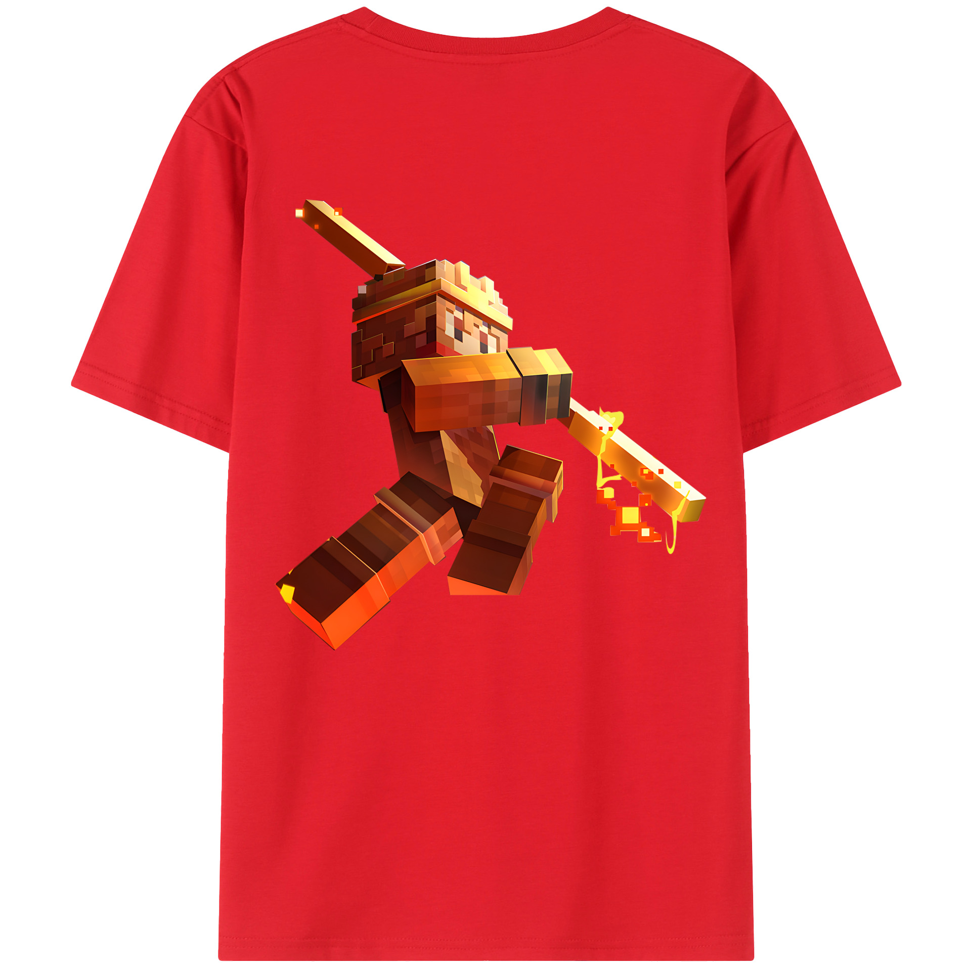 （画像用） マインクラフト ブロックの世界 Minecraft MC Block world 綿100％半袖Tシャツ（背面プリント）