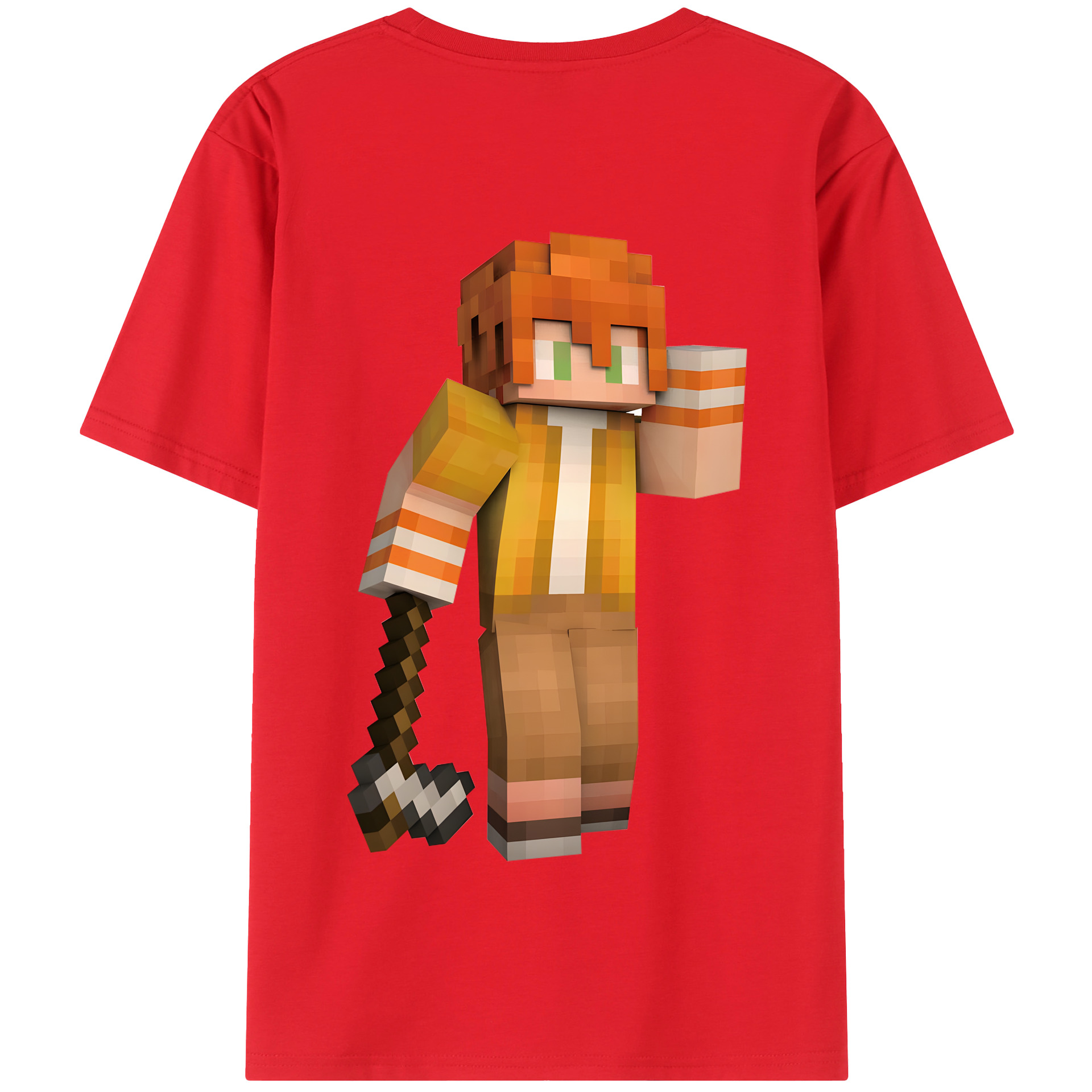 （画像用） マインクラフト ブロックの世界 Minecraft MC Block world 綿100％半袖Tシャツ（背面プリント）