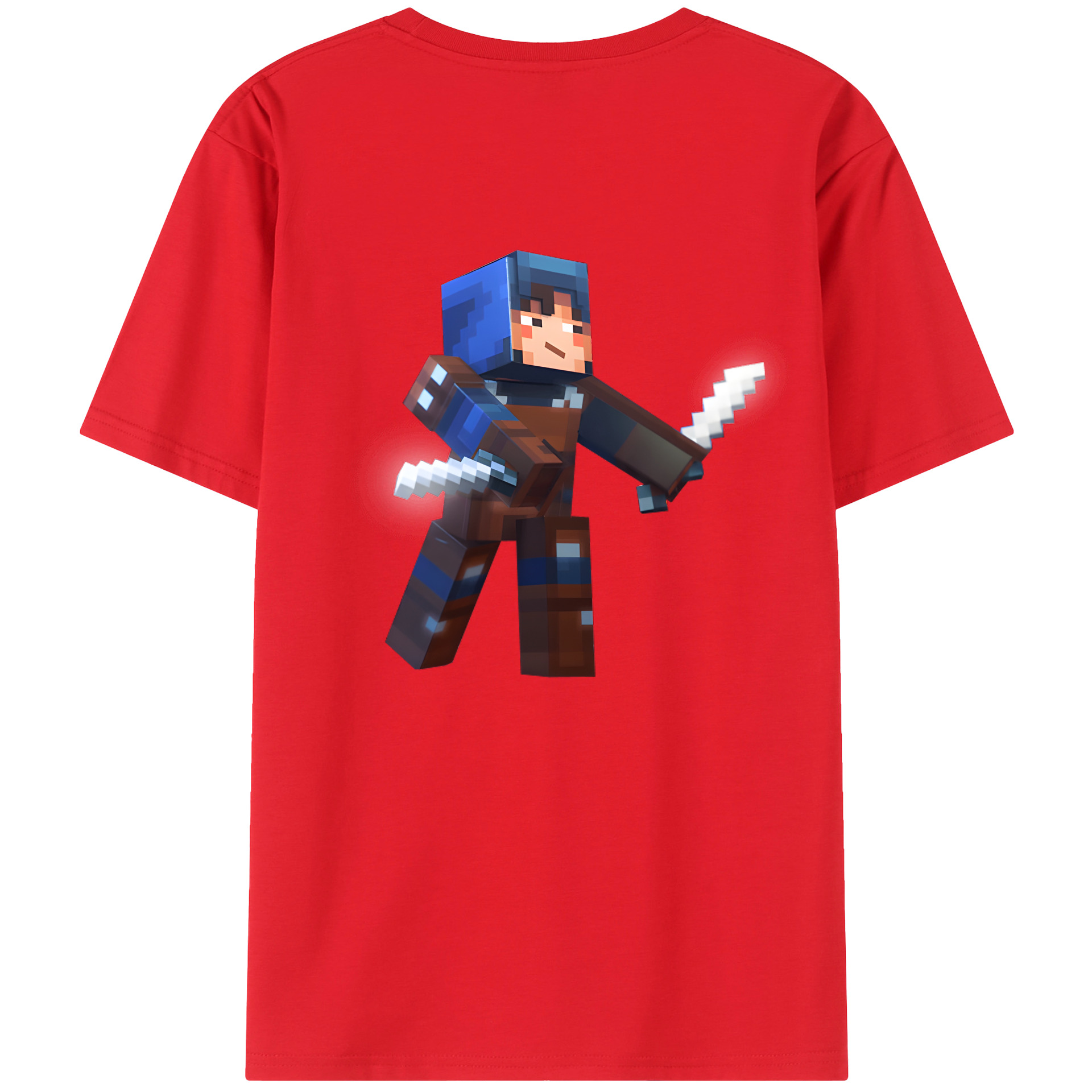 （画像用） マインクラフト ブロックの世界 Minecraft MC Block world 綿100％半袖Tシャツ（背面プリント）