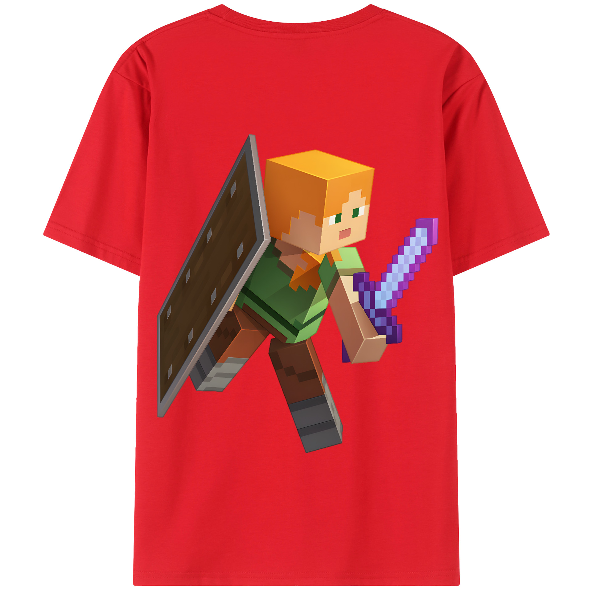 （画像用） マインクラフト ブロックの世界 Minecraft MC Block world 綿100％半袖Tシャツ（背面プリント）