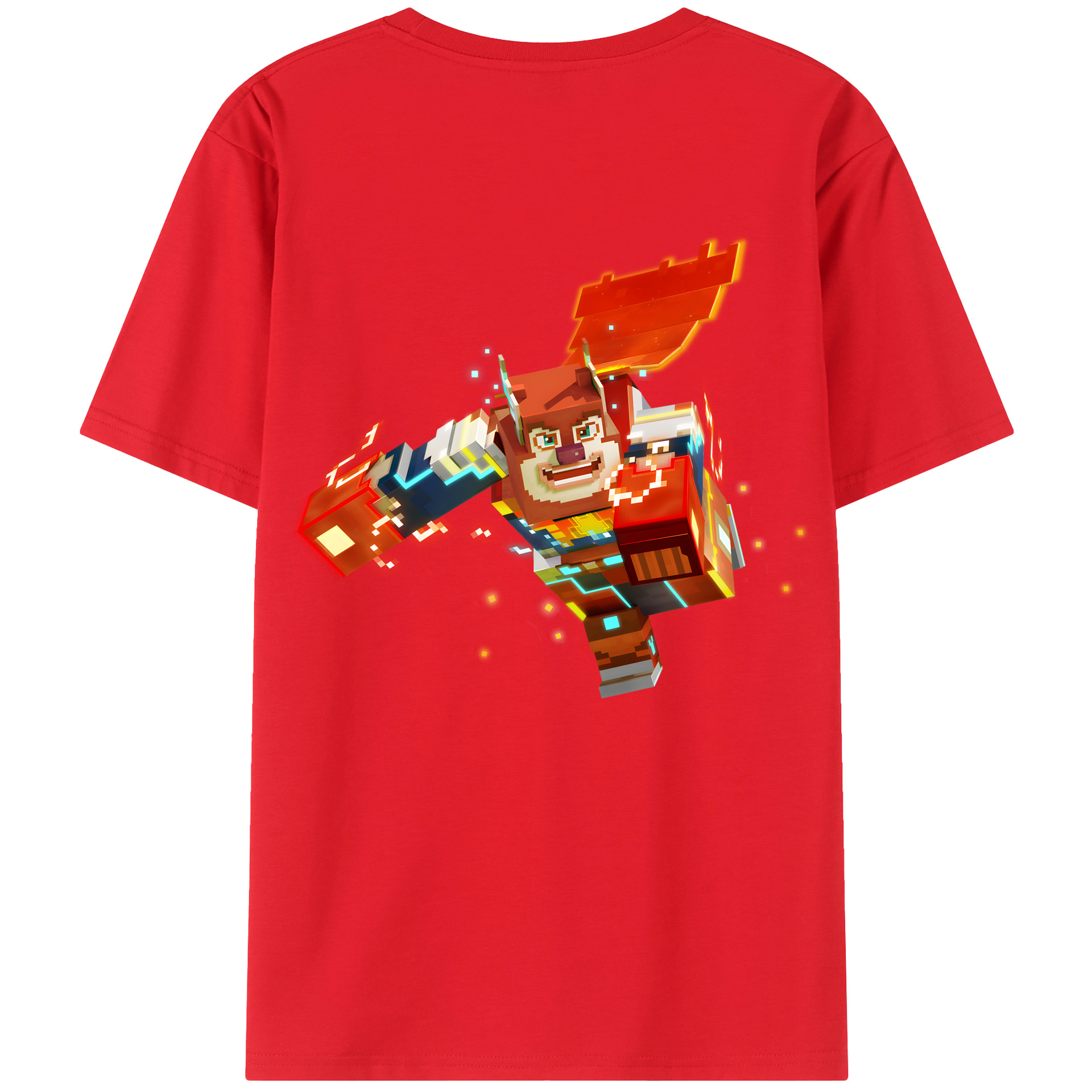 （画像用） マインクラフト ブロックの世界 Minecraft MC Block world 綿100％半袖Tシャツ（背面プリント）