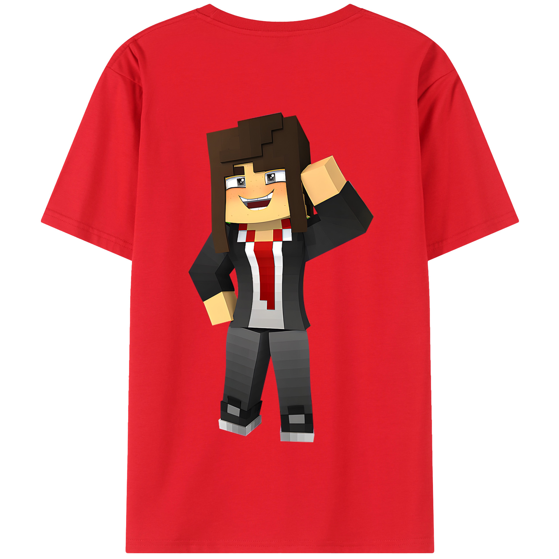 （画像用） マインクラフト ブロックの世界 Minecraft MC Block world 綿100％半袖Tシャツ（背面プリント）
