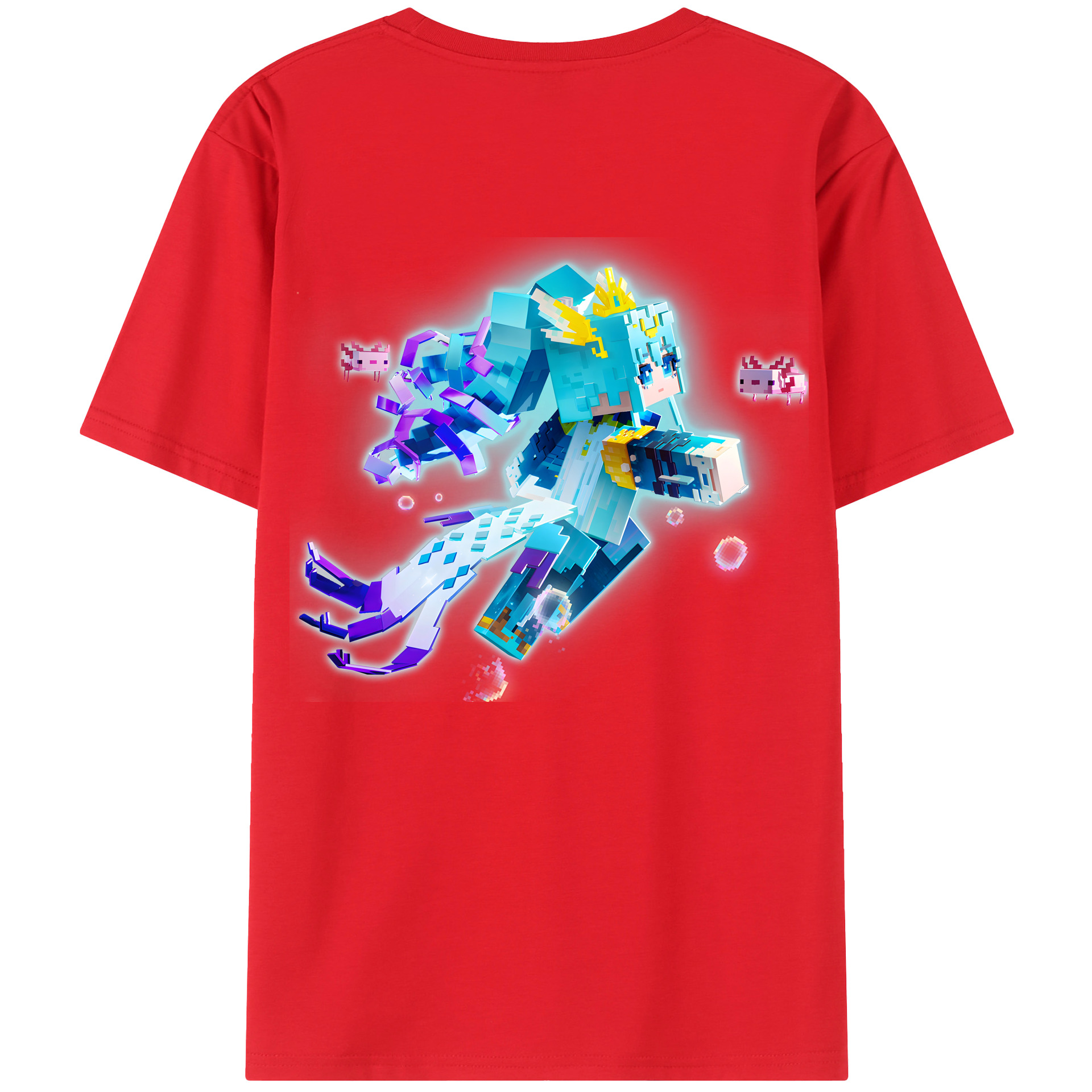 （画像用） マインクラフト ブロックの世界 Minecraft MC Block world 綿100％半袖Tシャツ（背面プリント）