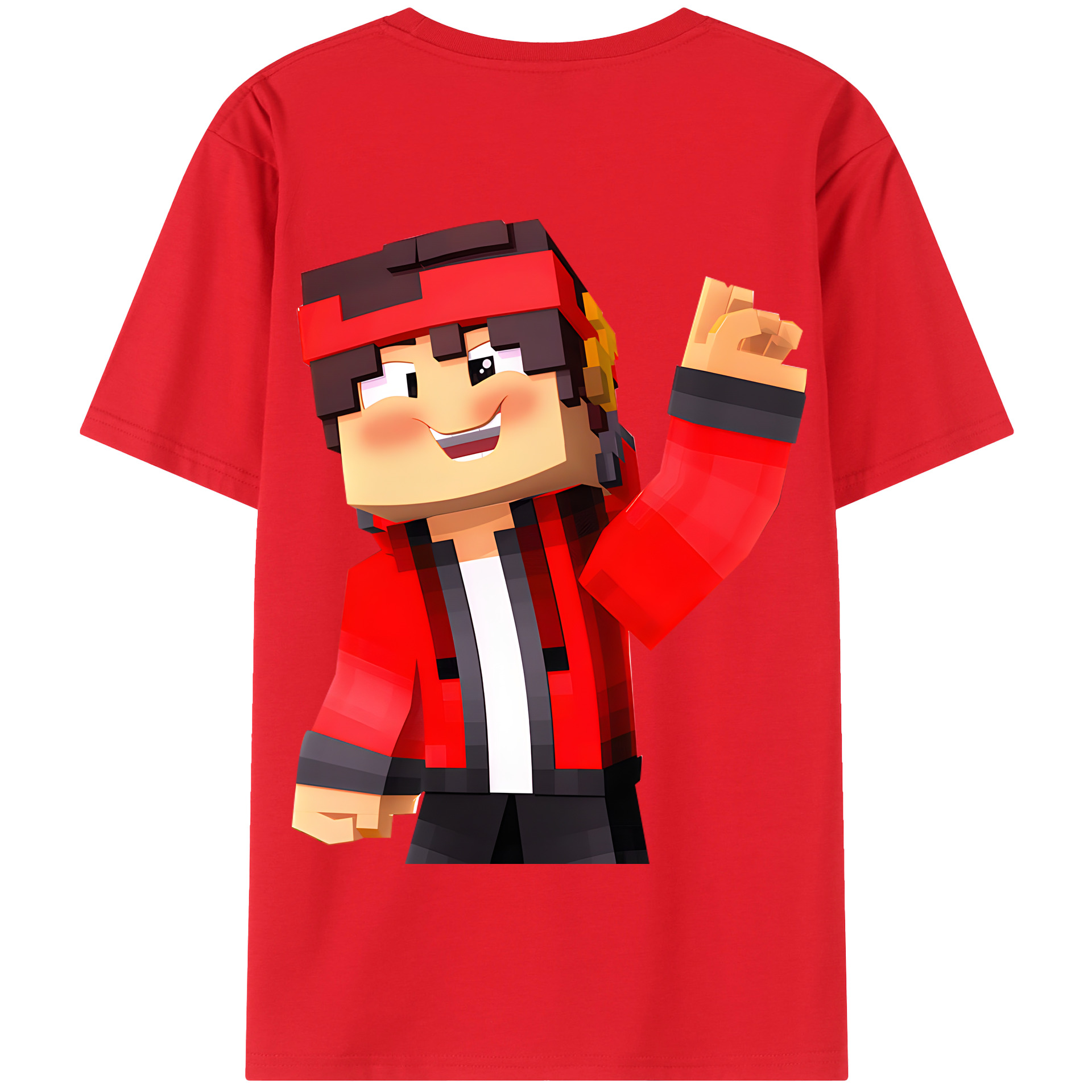 （画像用） マインクラフト ブロックの世界 Minecraft MC Block world 綿100％半袖Tシャツ（背面プリント）
