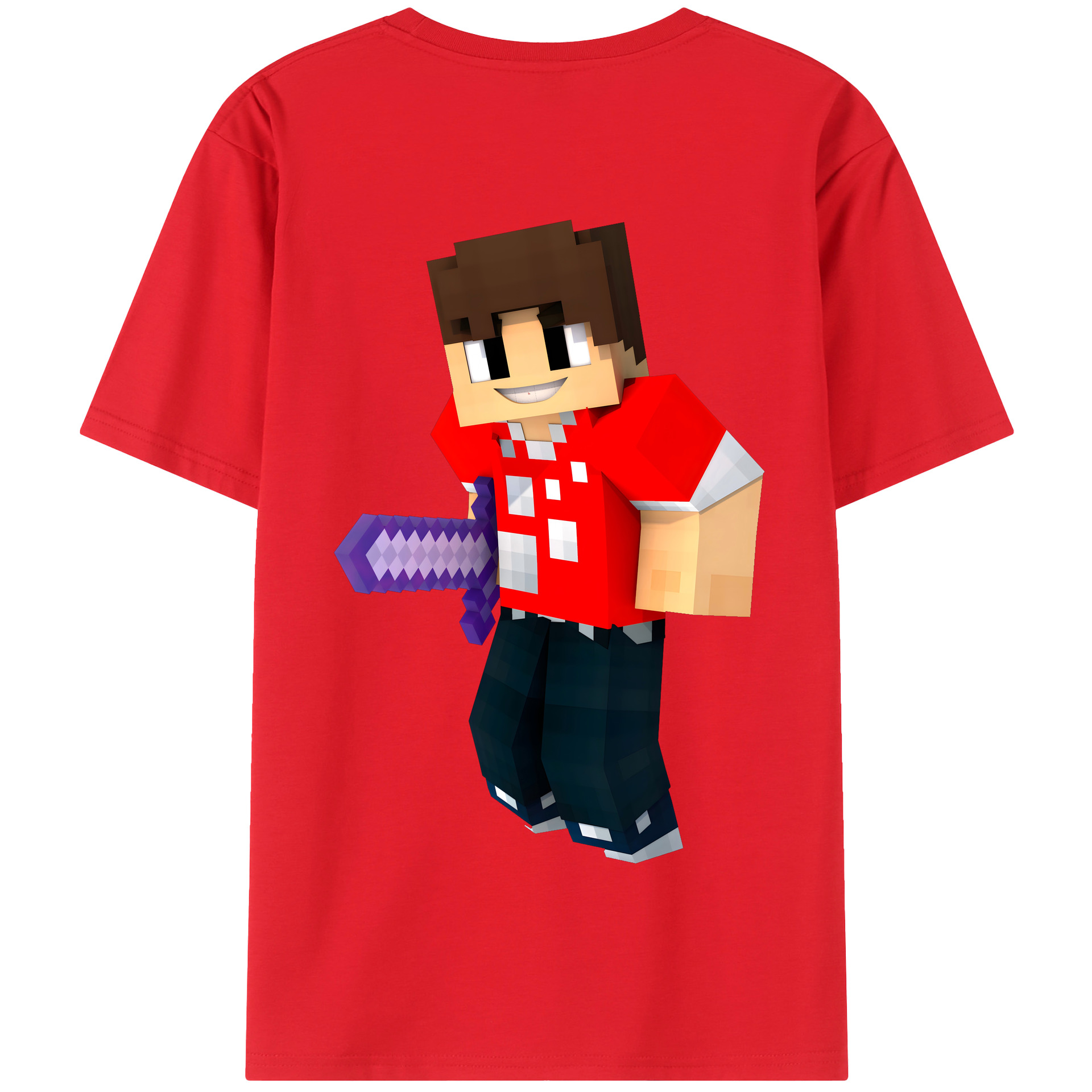 （画像用） マインクラフト ブロックの世界 Minecraft MC Block world 綿100％半袖Tシャツ（背面プリント）