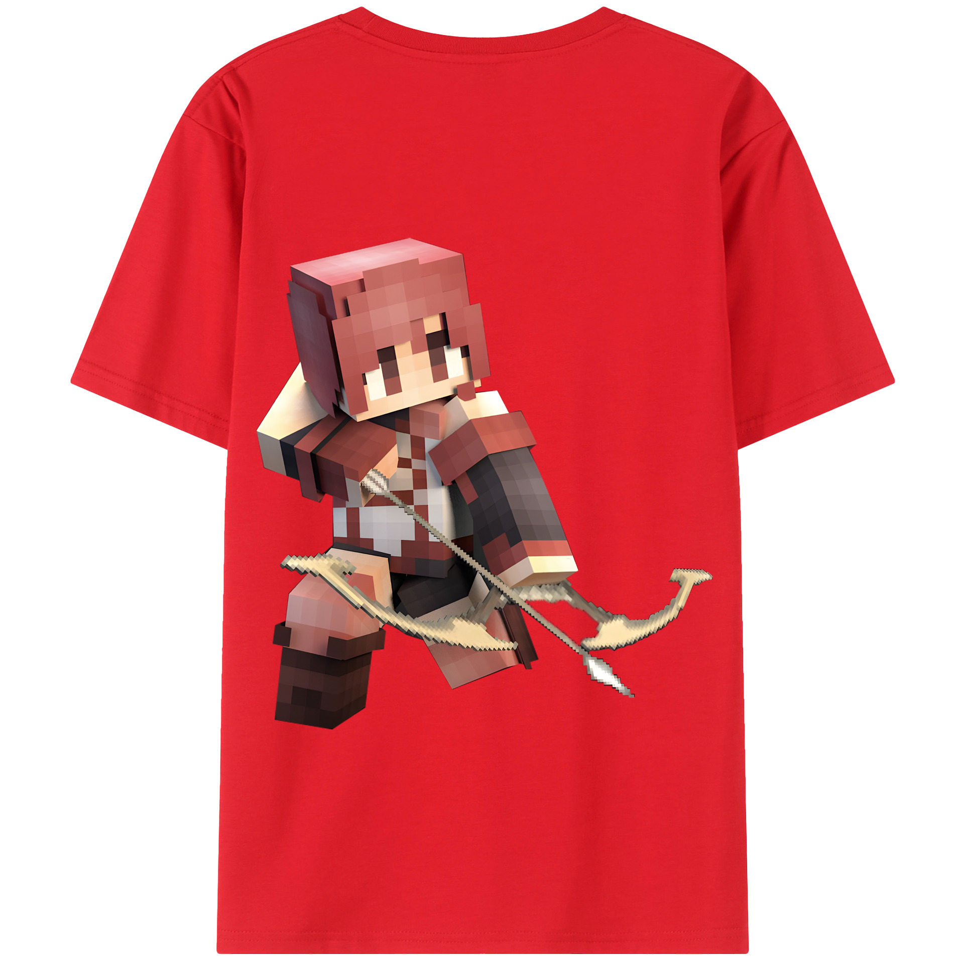 （画像用） マインクラフト ブロックの世界 Minecraft MC Block world 綿100％半袖Tシャツ（背面プリント）