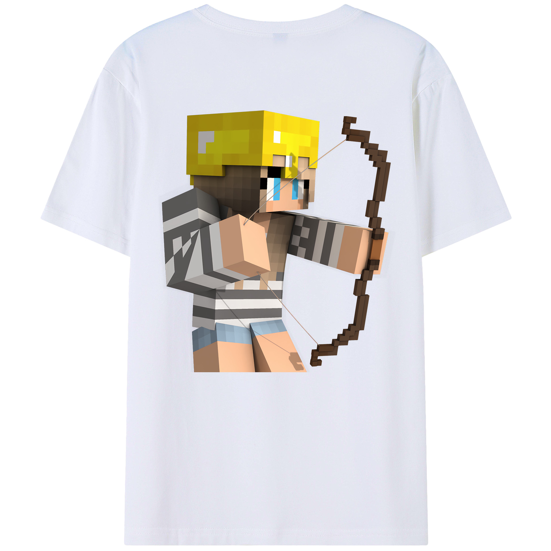 （画像用） マインクラフト ブロックの世界 Minecraft MC Block world 綿100％半袖Tシャツ（背面プリント）