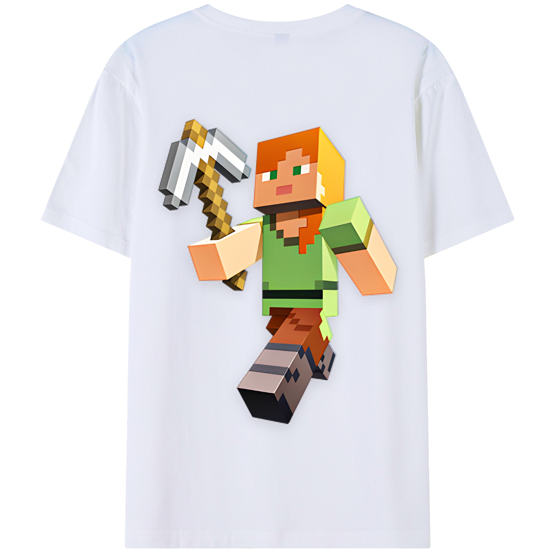 （画像用） マインクラフト ブロックの世界 Minecraft MC Block world 綿100％半袖Tシャツ（背面プリント）