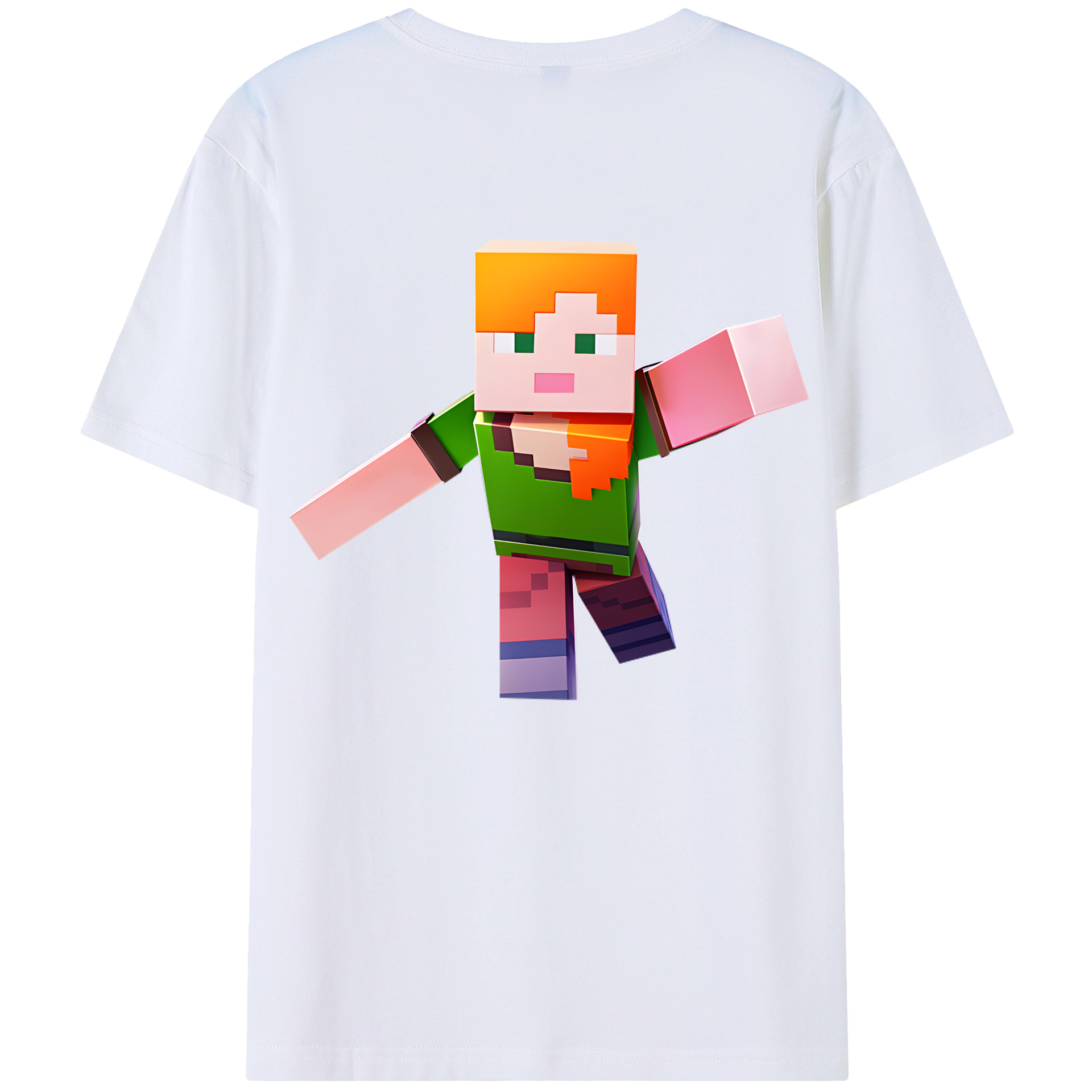 （画像用） マインクラフト ブロックの世界 Minecraft MC Block world 綿100％半袖Tシャツ（背面プリント）
