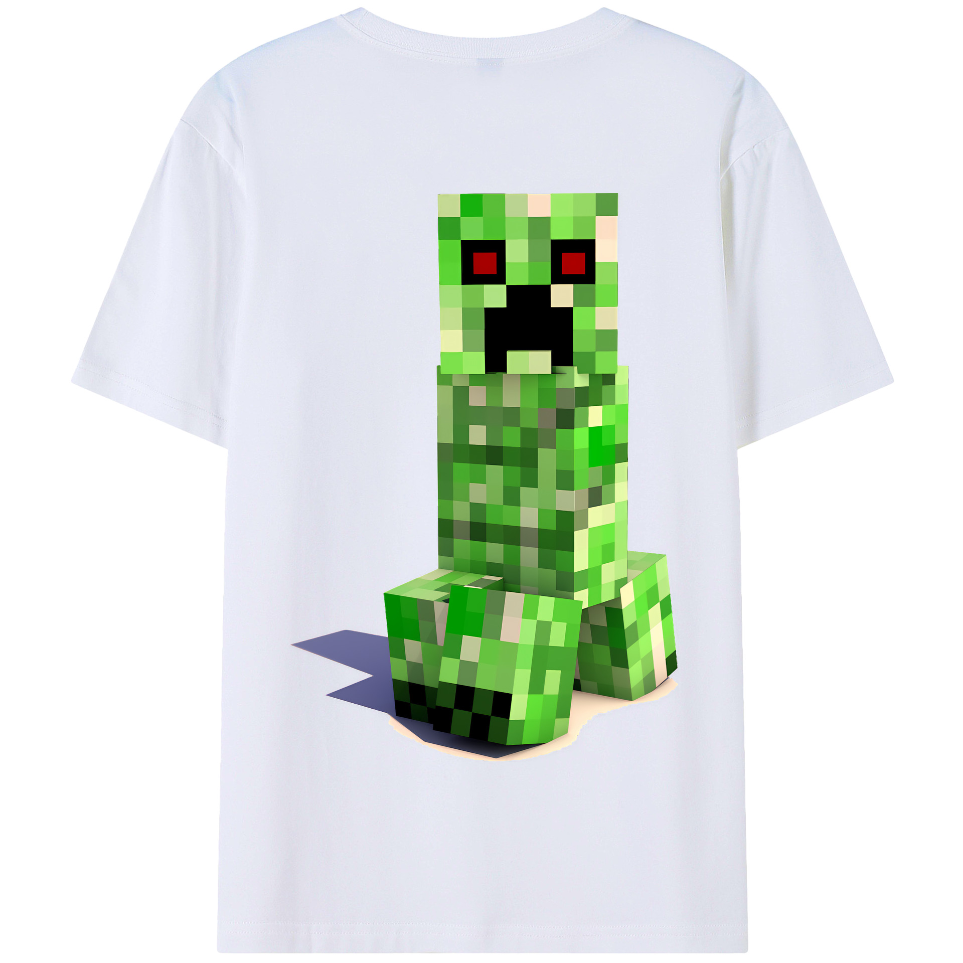 （画像用） マインクラフト ブロックの世界 Minecraft MC Block world 綿100％半袖Tシャツ（背面プリント）