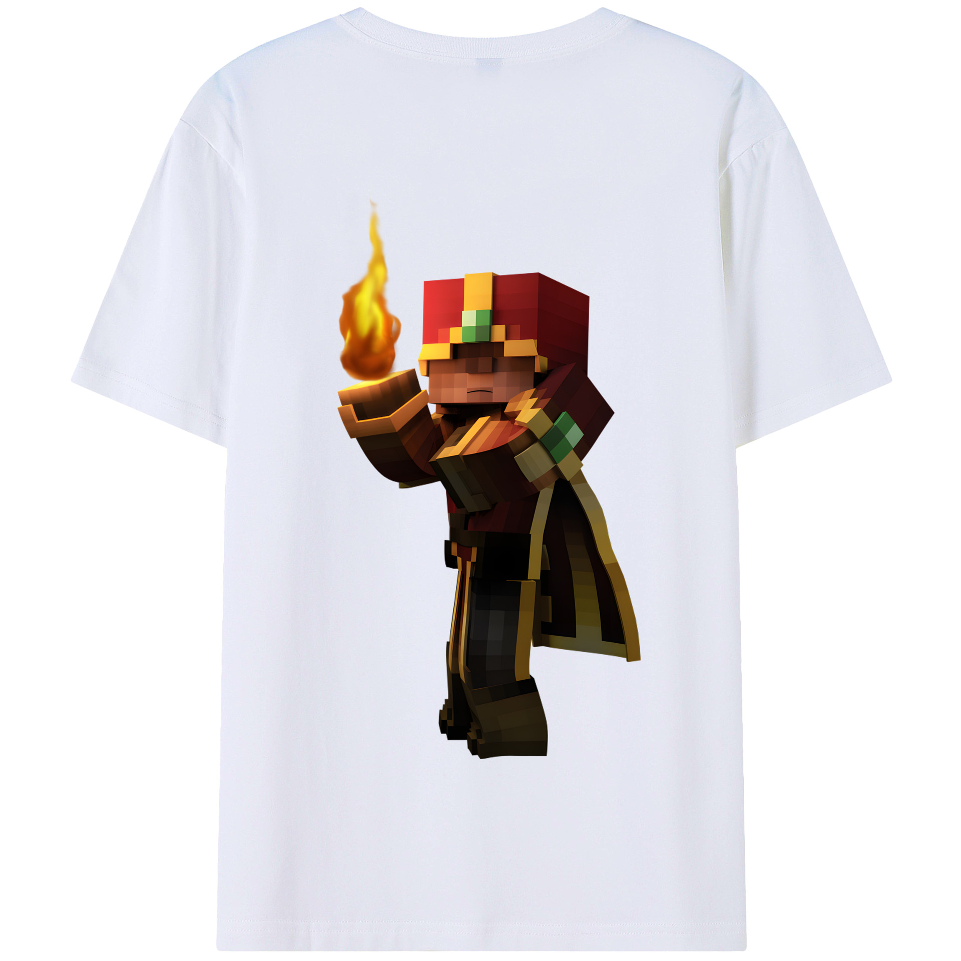 （画像用） マインクラフト ブロックの世界 Minecraft MC Block world 綿100％半袖Tシャツ（背面プリント）