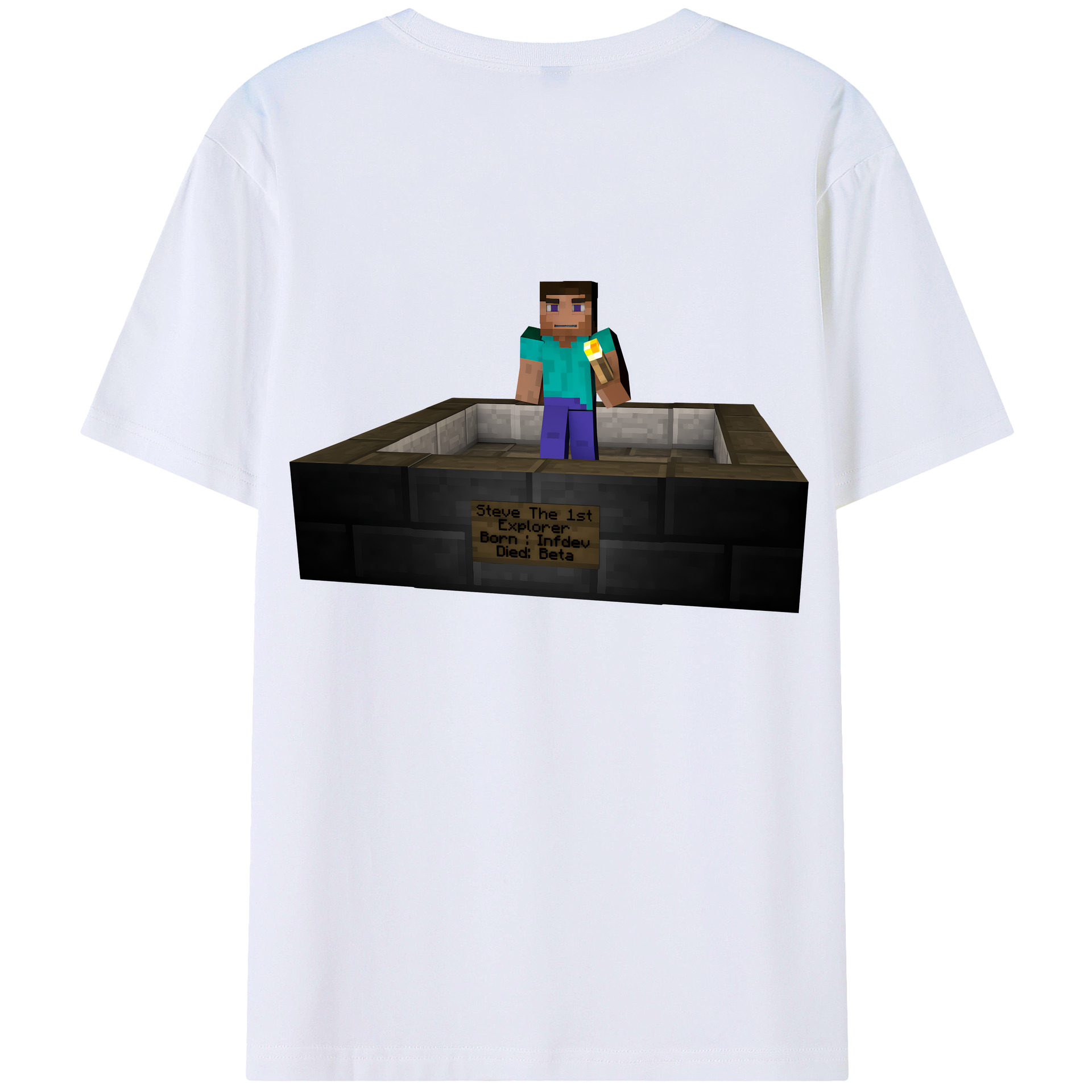 （画像用） マインクラフト ブロックの世界 Minecraft MC Block world 綿100％半袖Tシャツ（背面プリント）