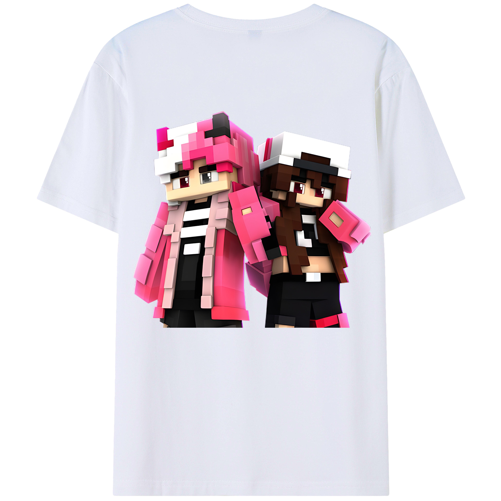 （画像用） マインクラフト ブロックの世界 Minecraft MC Block world 綿100％半袖Tシャツ（背面プリント）