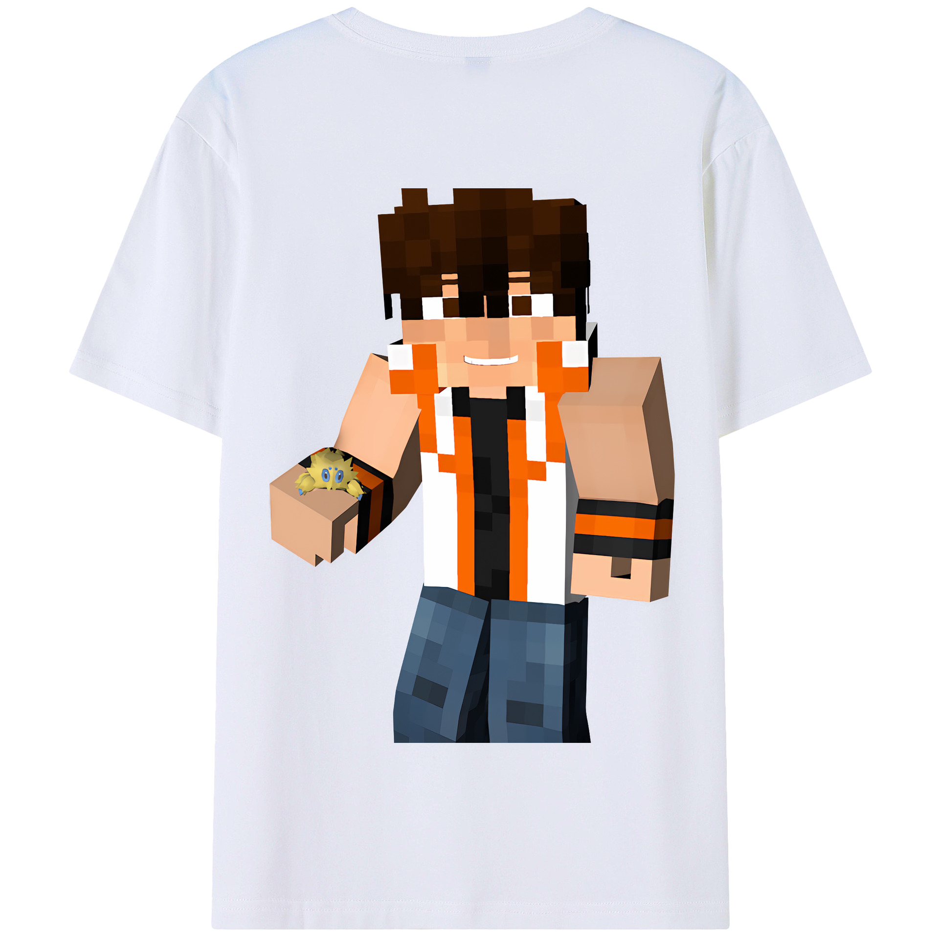 （画像用） マインクラフト ブロックの世界 Minecraft MC Block world 綿100％半袖Tシャツ（背面プリント）