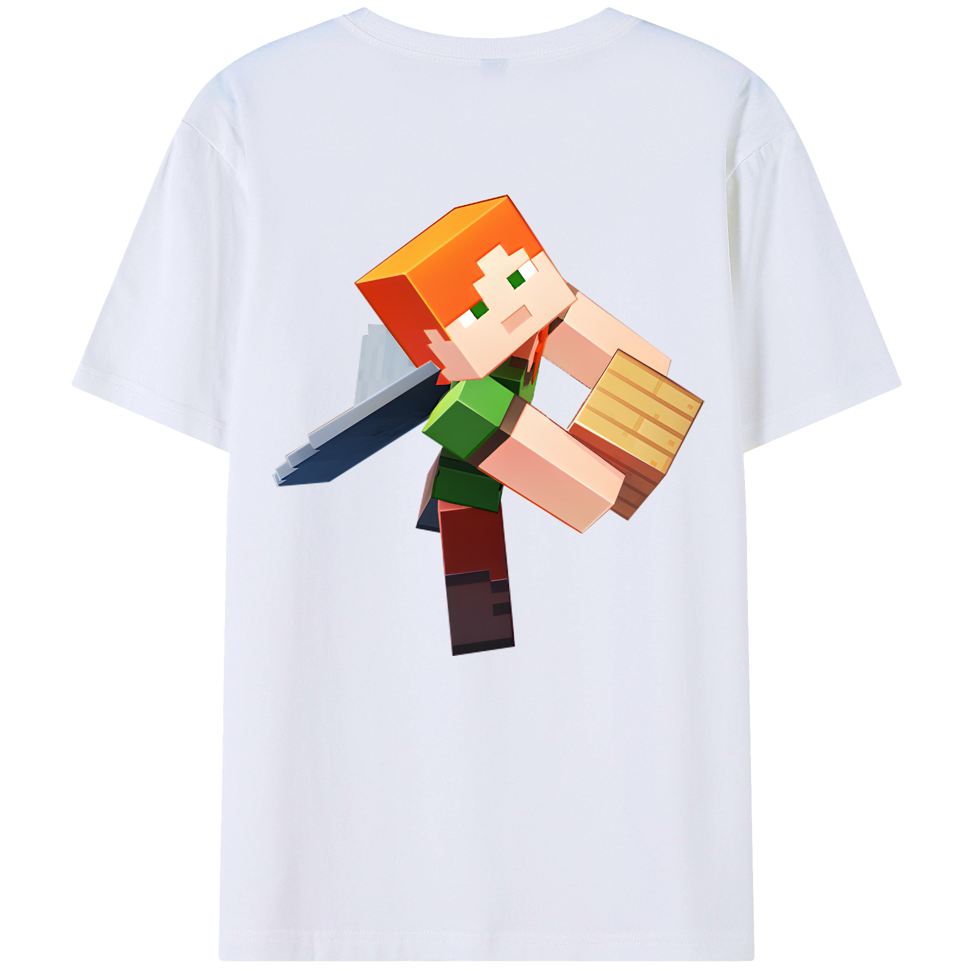 （画像用） マインクラフト ブロックの世界 Minecraft MC Block world 綿100％半袖Tシャツ（背面プリント）
