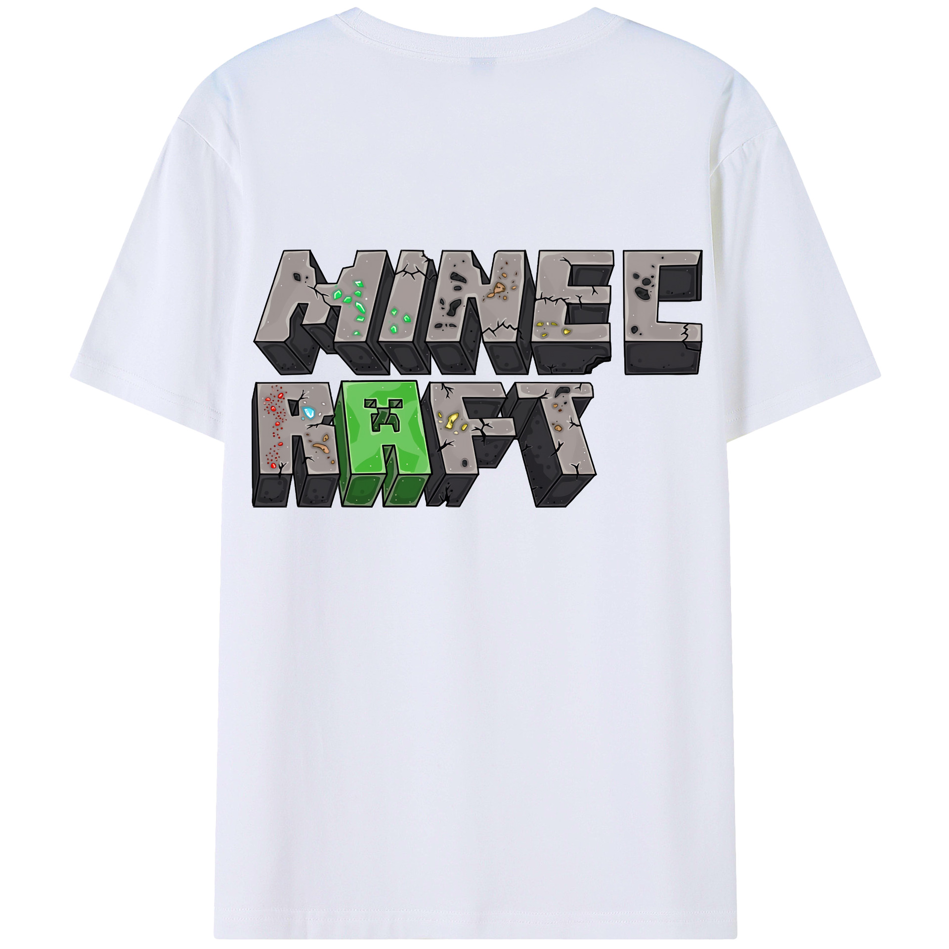 （画像用） マインクラフト ブロックの世界 Minecraft MC Block world 綿100％半袖Tシャツ（背面プリント）