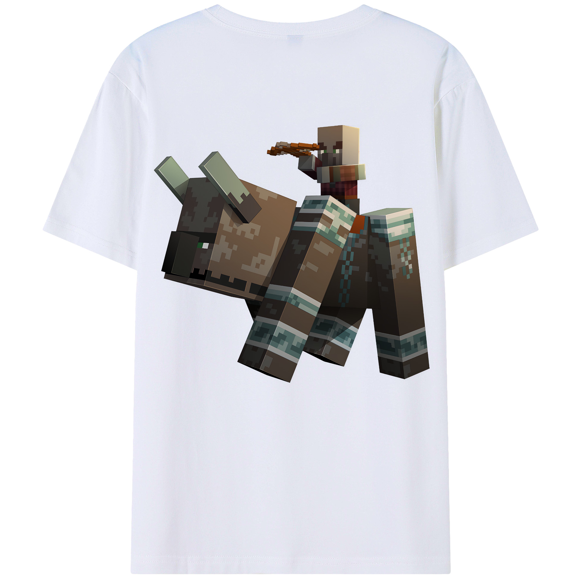 （画像用） マインクラフト ブロックの世界 Minecraft MC Block world 綿100％半袖Tシャツ（背面プリント）