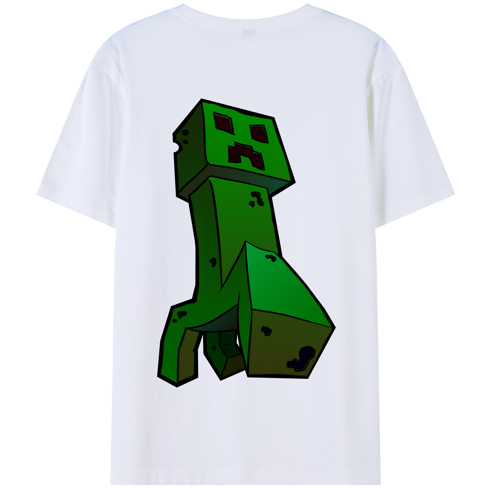 （画像用） マインクラフト ブロックの世界 Minecraft MC Block world 綿100％半袖Tシャツ（背面プリント）