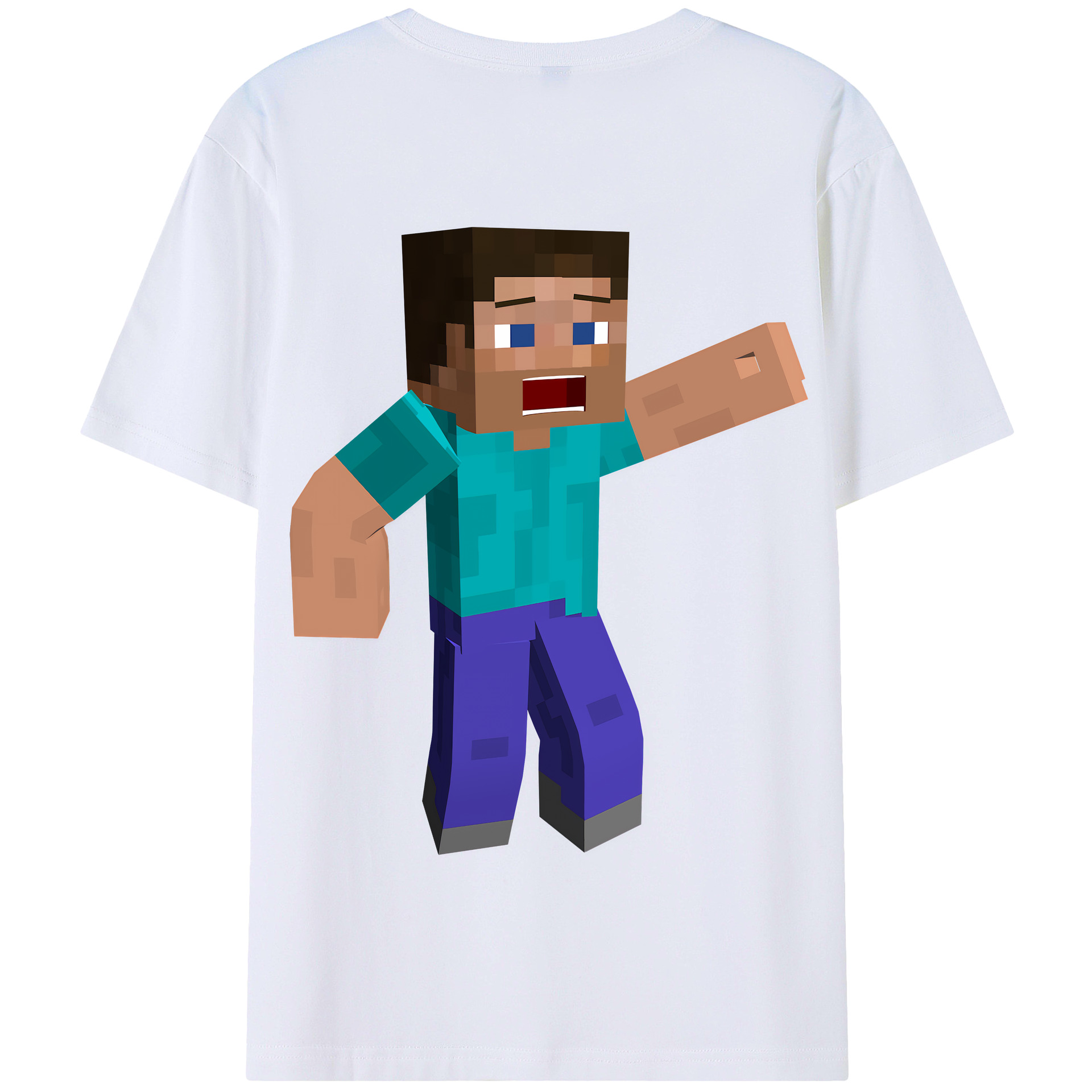 （画像用） マインクラフト ブロックの世界 Minecraft MC Block world 綿100％半袖Tシャツ（背面プリント）