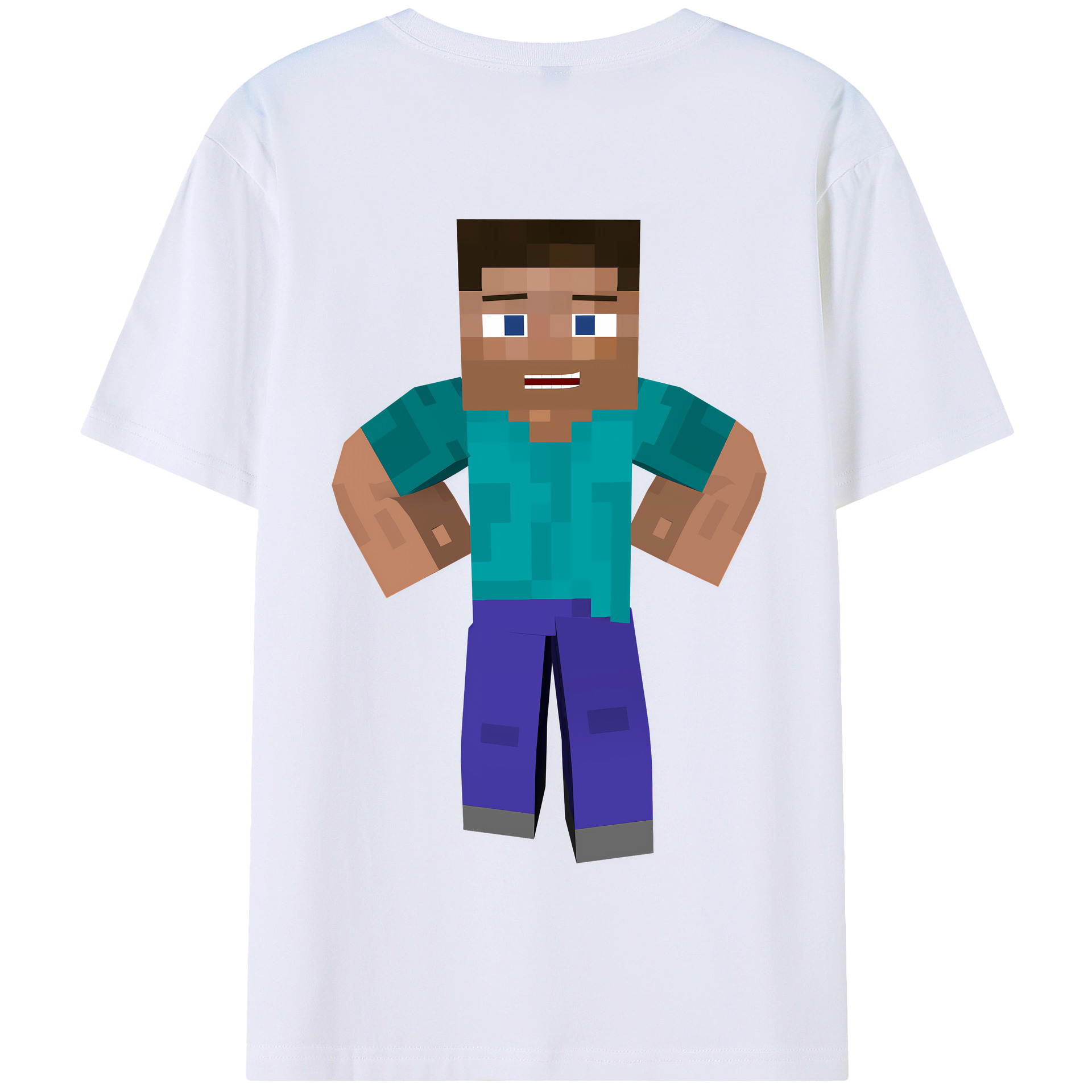 （画像用） マインクラフト ブロックの世界 Minecraft MC Block world 綿100％半袖Tシャツ（背面プリント）