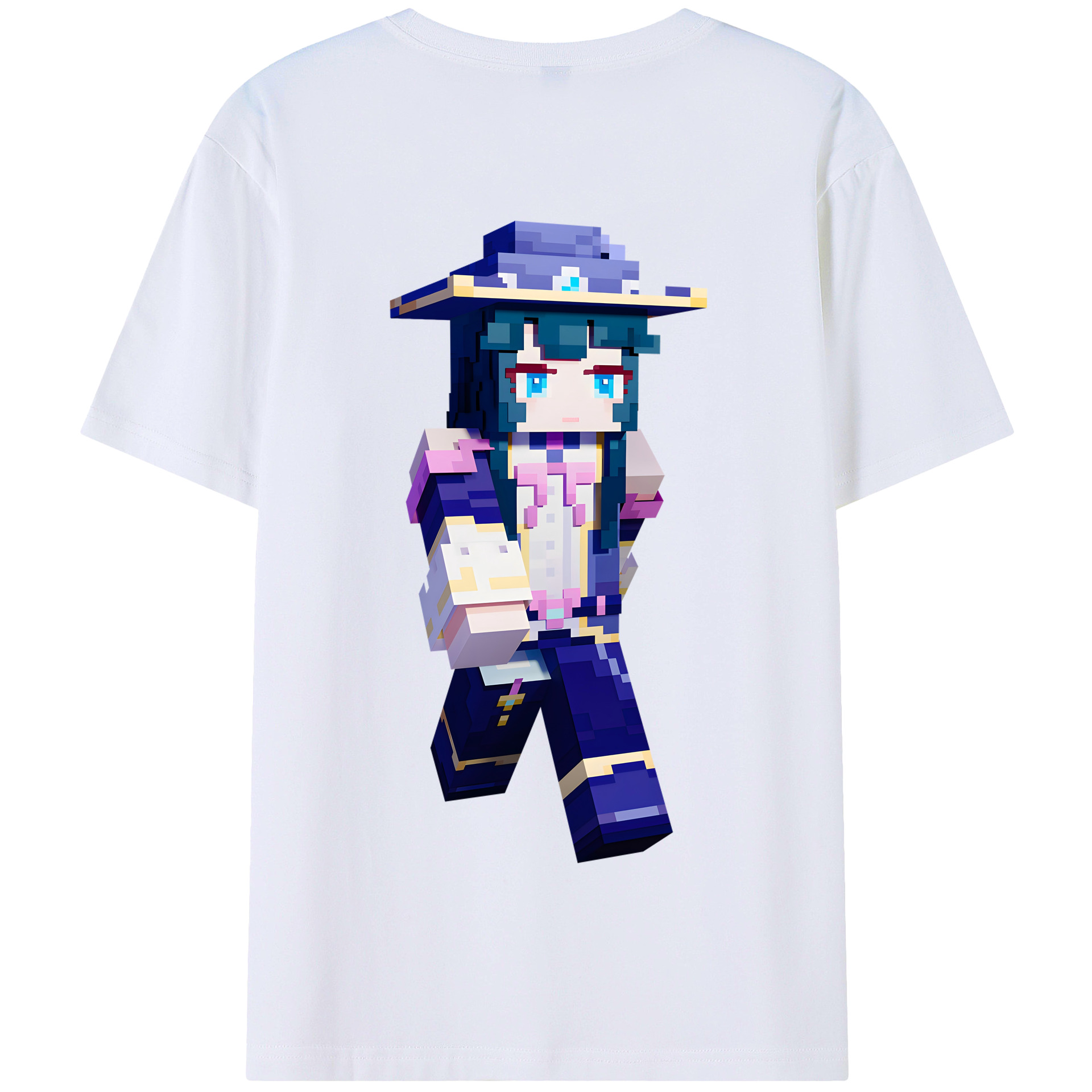 （画像用） マインクラフト ブロックの世界 Minecraft MC Block world 綿100％半袖Tシャツ（背面プリント）