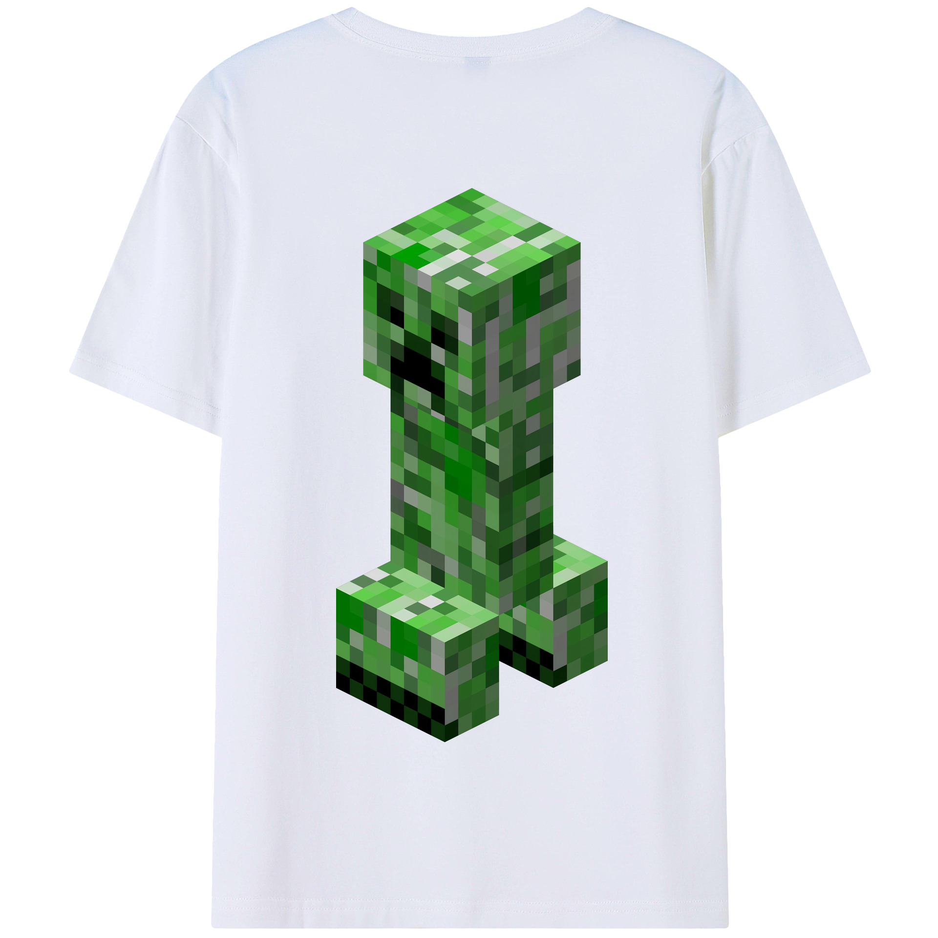 （画像用） マインクラフト ブロックの世界 Minecraft MC Block world 綿100％半袖Tシャツ（背面プリント）