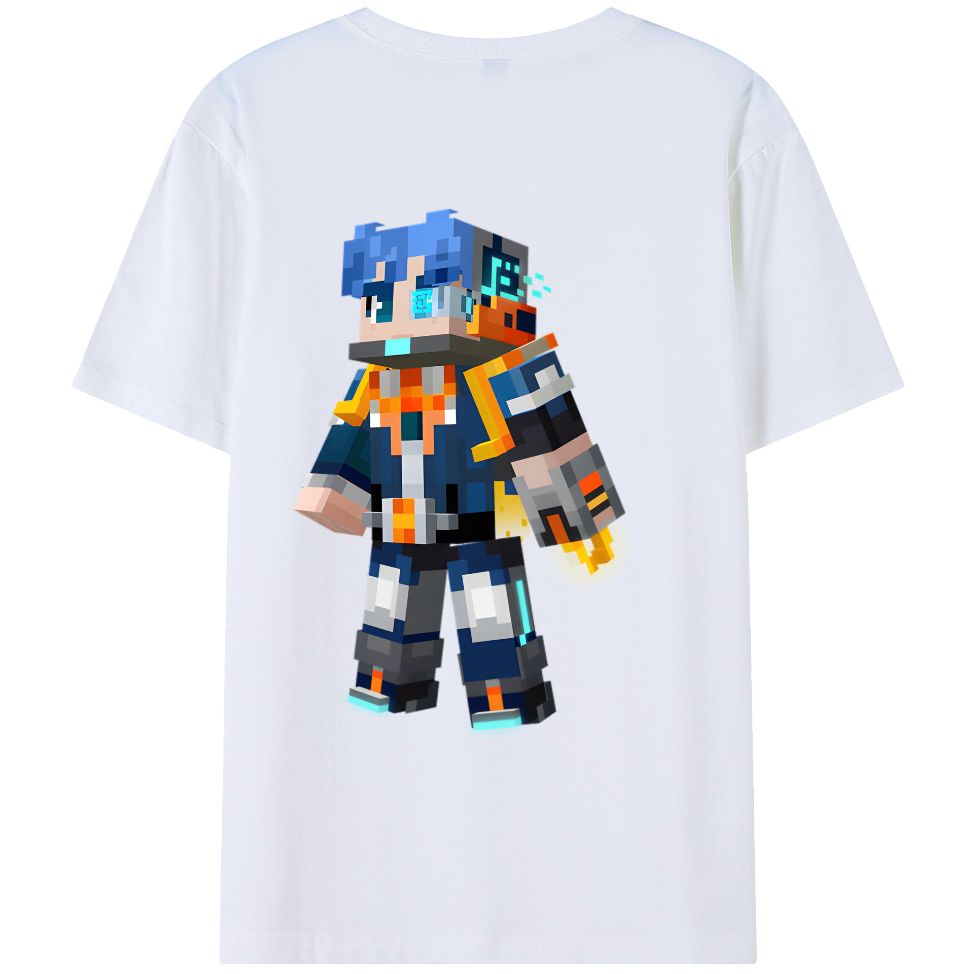 （画像用） マインクラフト ブロックの世界 Minecraft MC Block world 綿100％半袖Tシャツ（背面プリント）