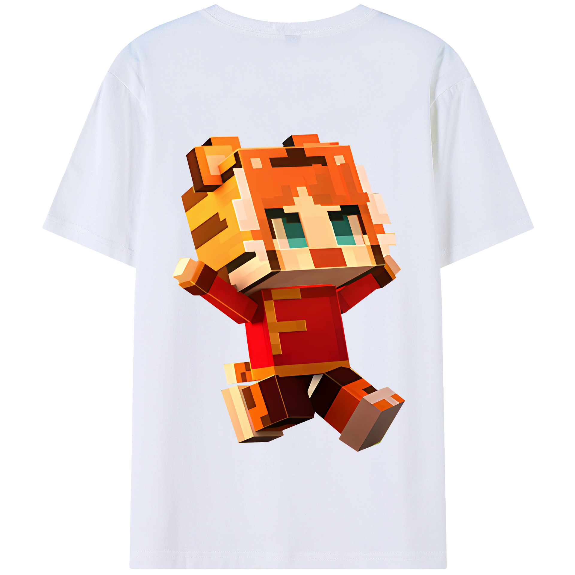 （画像用） マインクラフト ブロックの世界 Minecraft MC Block world 綿100％半袖Tシャツ（背面プリント）