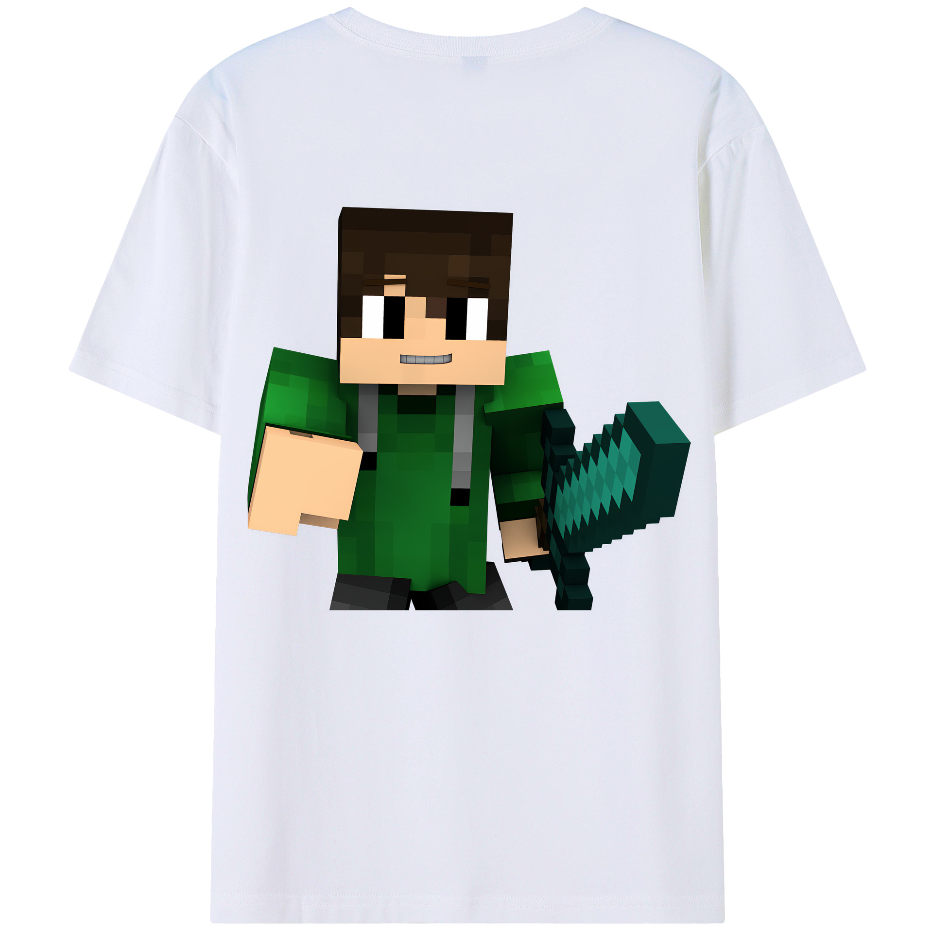 （画像用） マインクラフト ブロックの世界 Minecraft MC Block world 綿100％半袖Tシャツ（背面プリント）