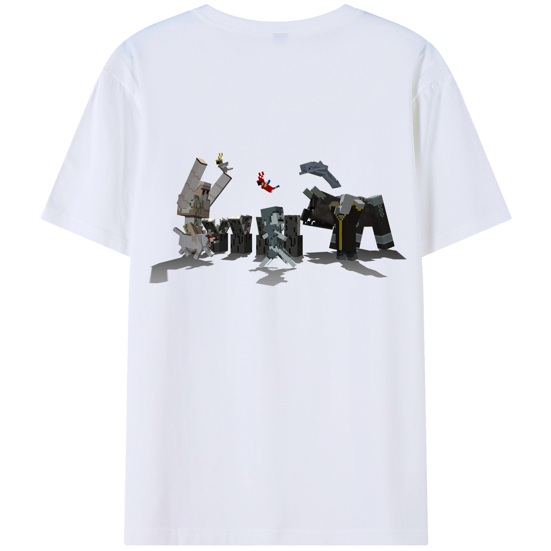 （画像用） マインクラフト ブロックの世界 Minecraft MC Block world 綿100％半袖Tシャツ（背面プリント）