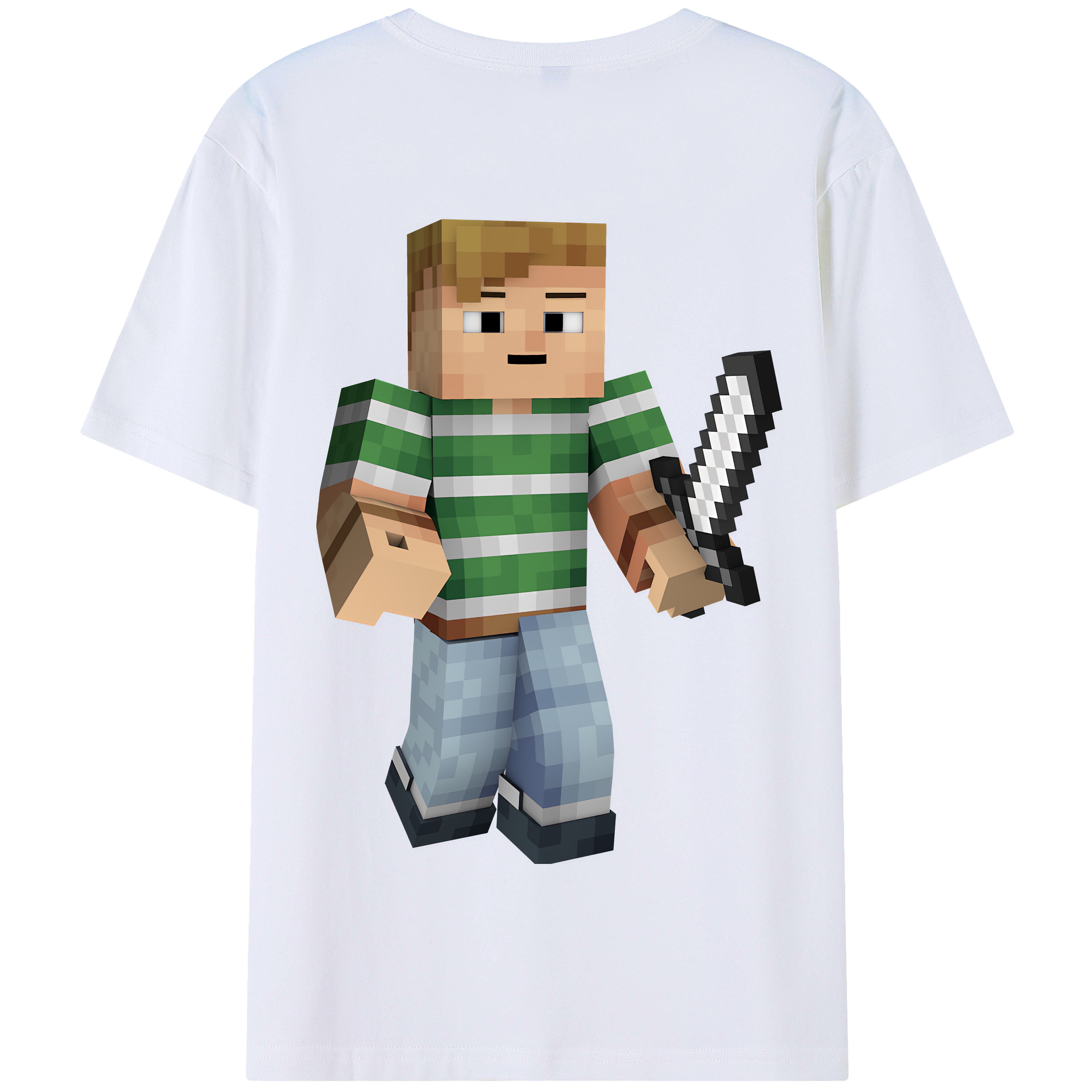 （画像用） マインクラフト ブロックの世界 Minecraft MC Block world 綿100％半袖Tシャツ（背面プリント）