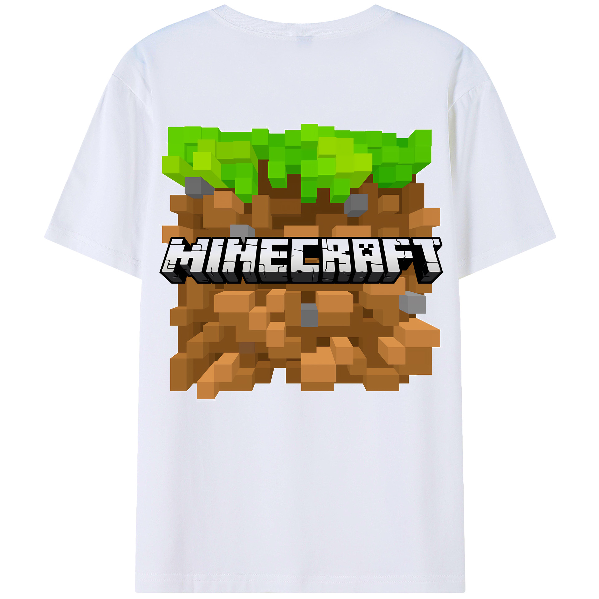 （画像用） マインクラフト ブロックの世界 Minecraft MC Block world 綿100％半袖Tシャツ（背面プリント）