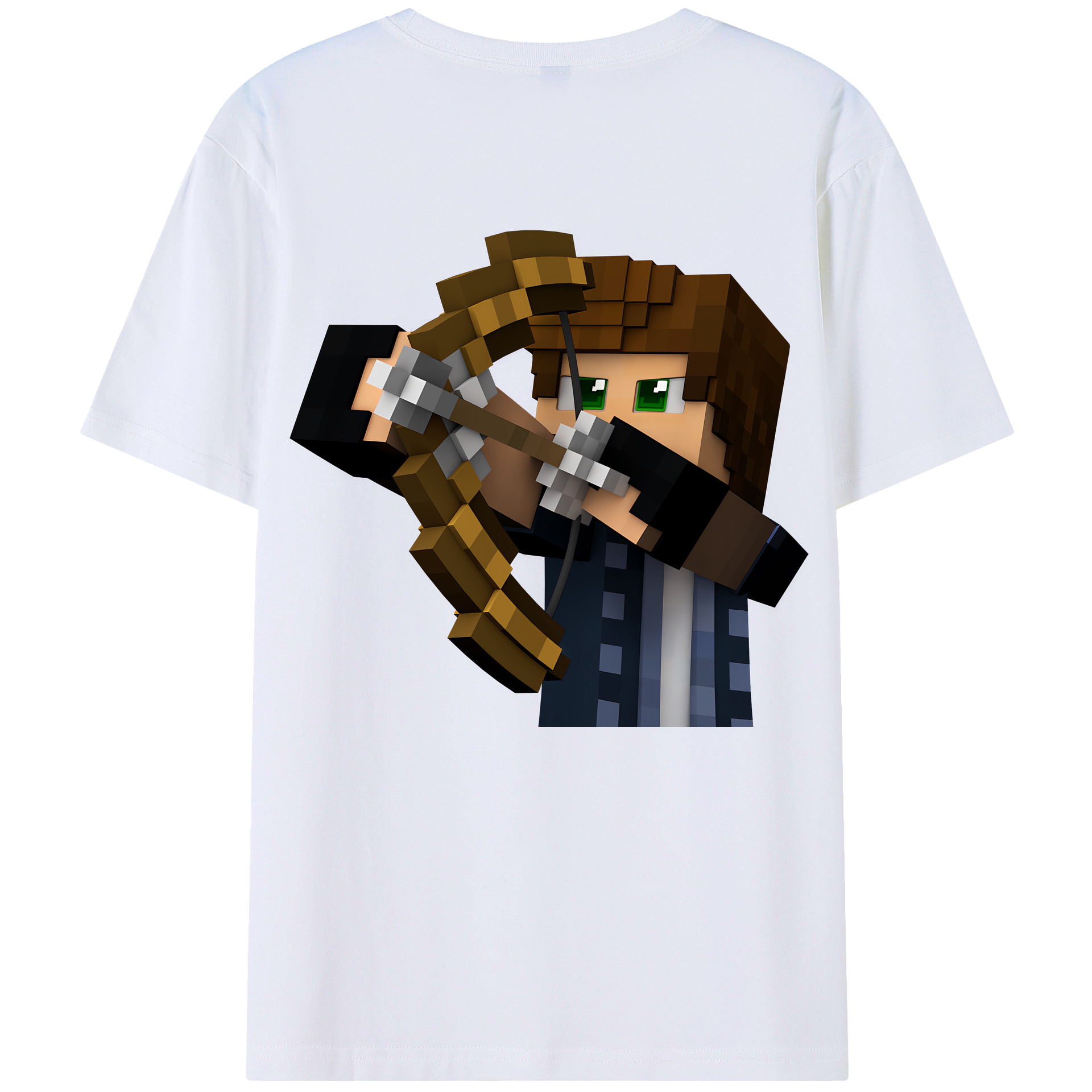 （画像用） マインクラフト ブロックの世界 Minecraft MC Block world 綿100％半袖Tシャツ（背面プリント）