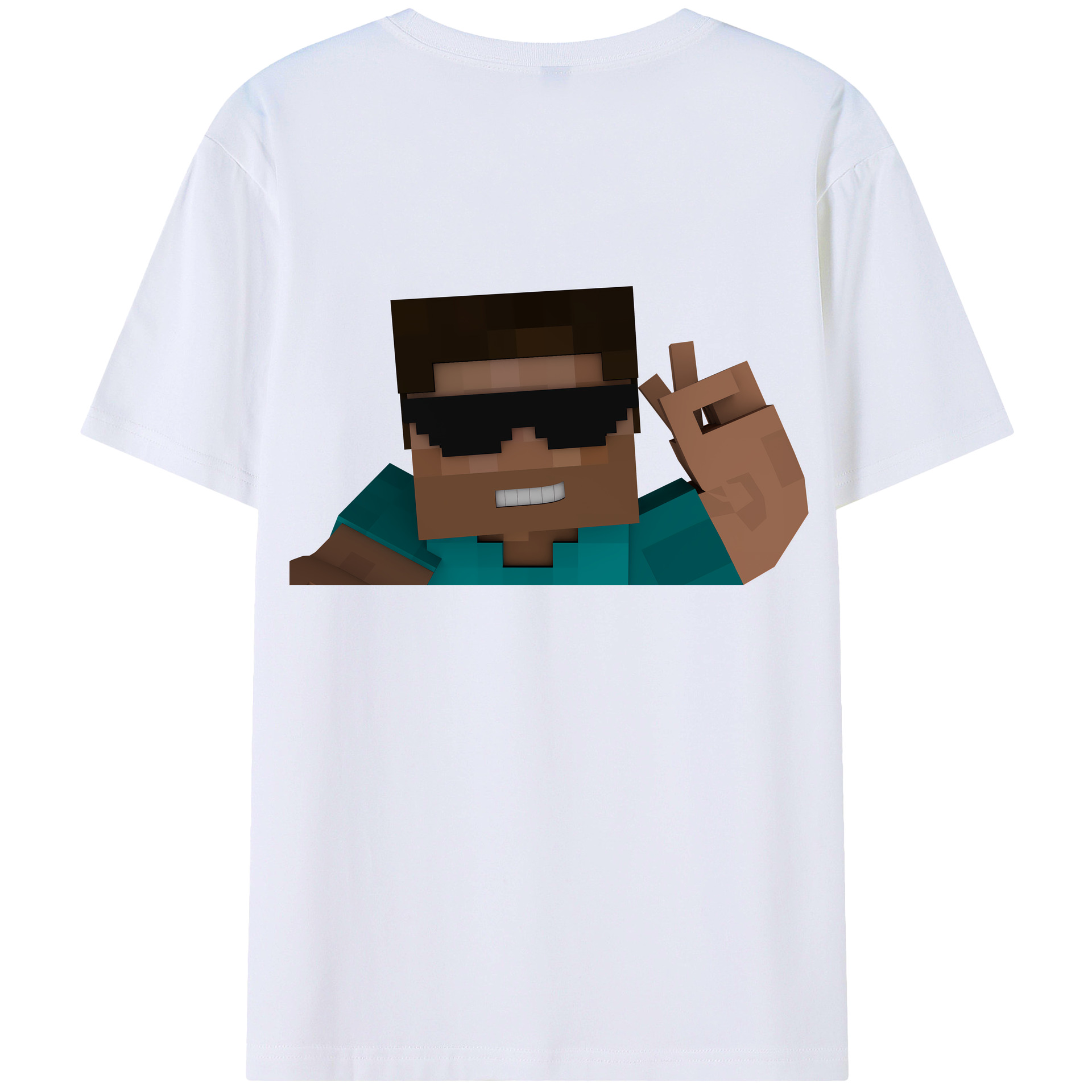 （画像用） マインクラフト ブロックの世界 Minecraft MC Block world 綿100％半袖Tシャツ（背面プリント）