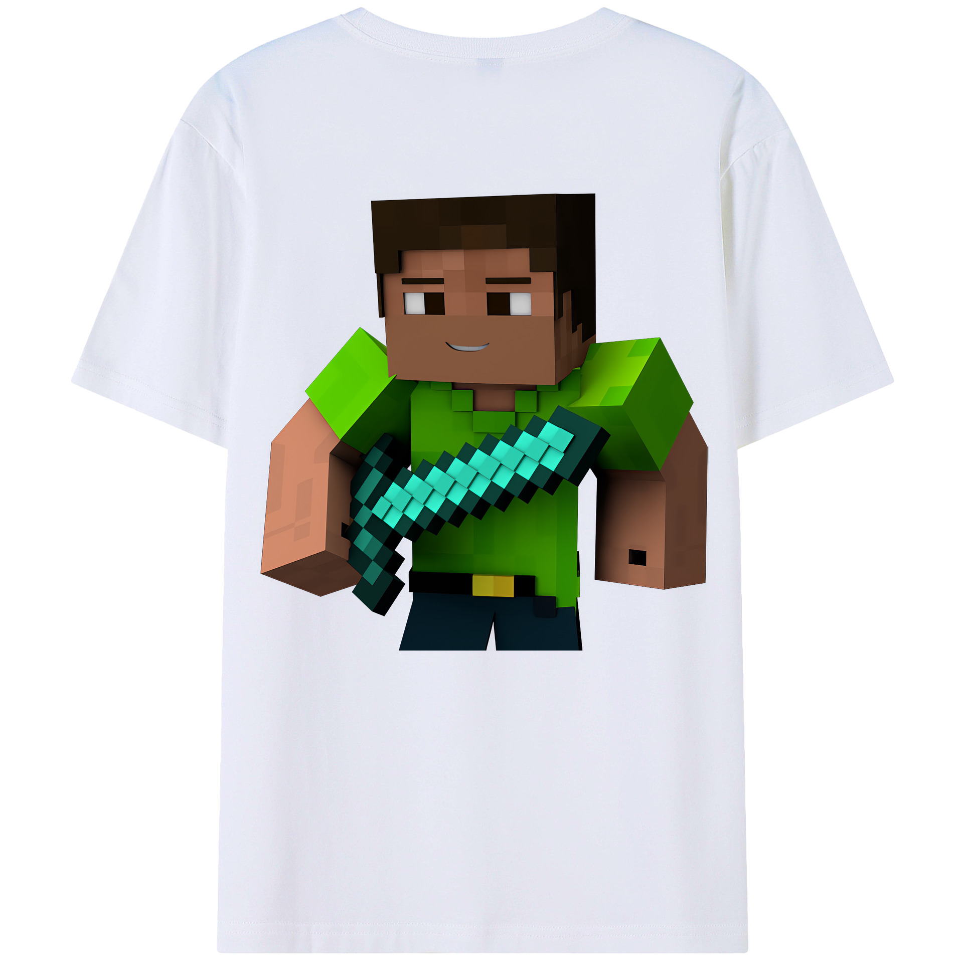 （画像用） マインクラフト ブロックの世界 Minecraft MC Block world 綿100％半袖Tシャツ（背面プリント）