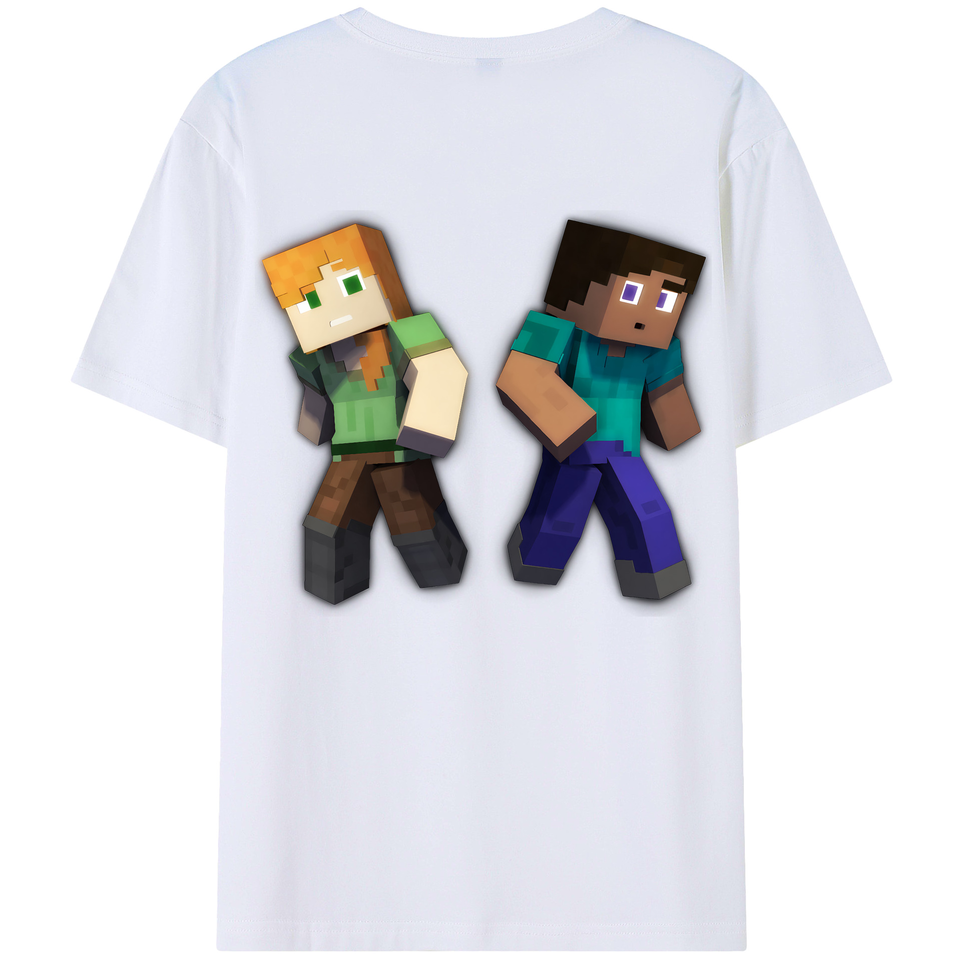 （画像用） マインクラフト ブロックの世界 Minecraft MC Block world 綿100％半袖Tシャツ（背面プリント）