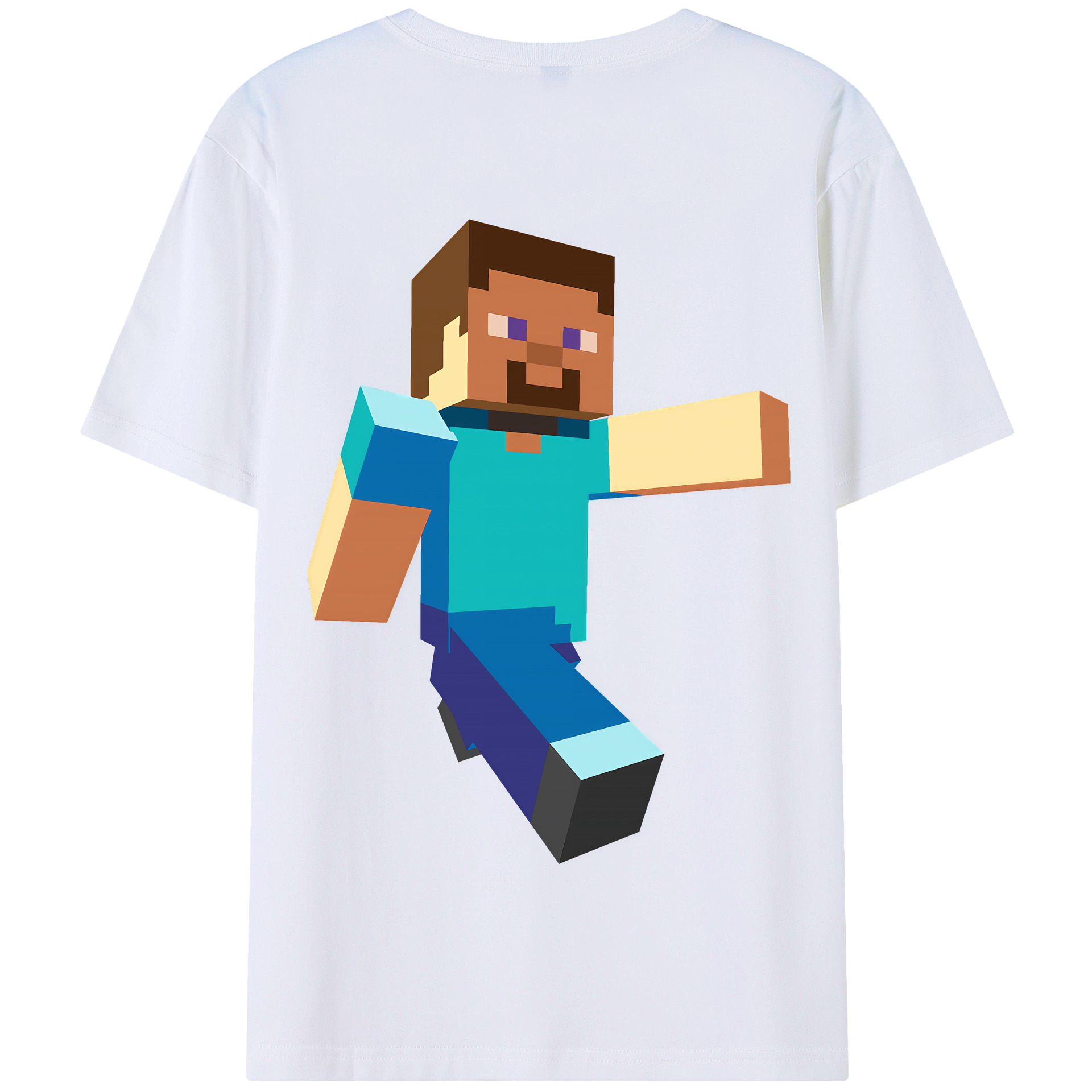 （画像用） マインクラフト ブロックの世界 Minecraft MC Block world 綿100％半袖Tシャツ（背面プリント）